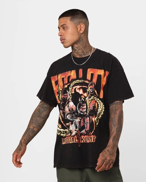 Comfortable texture Breathable Essentials Goat Crew X Mortal Kombat Group Vintage T-Shirt Black Wash
