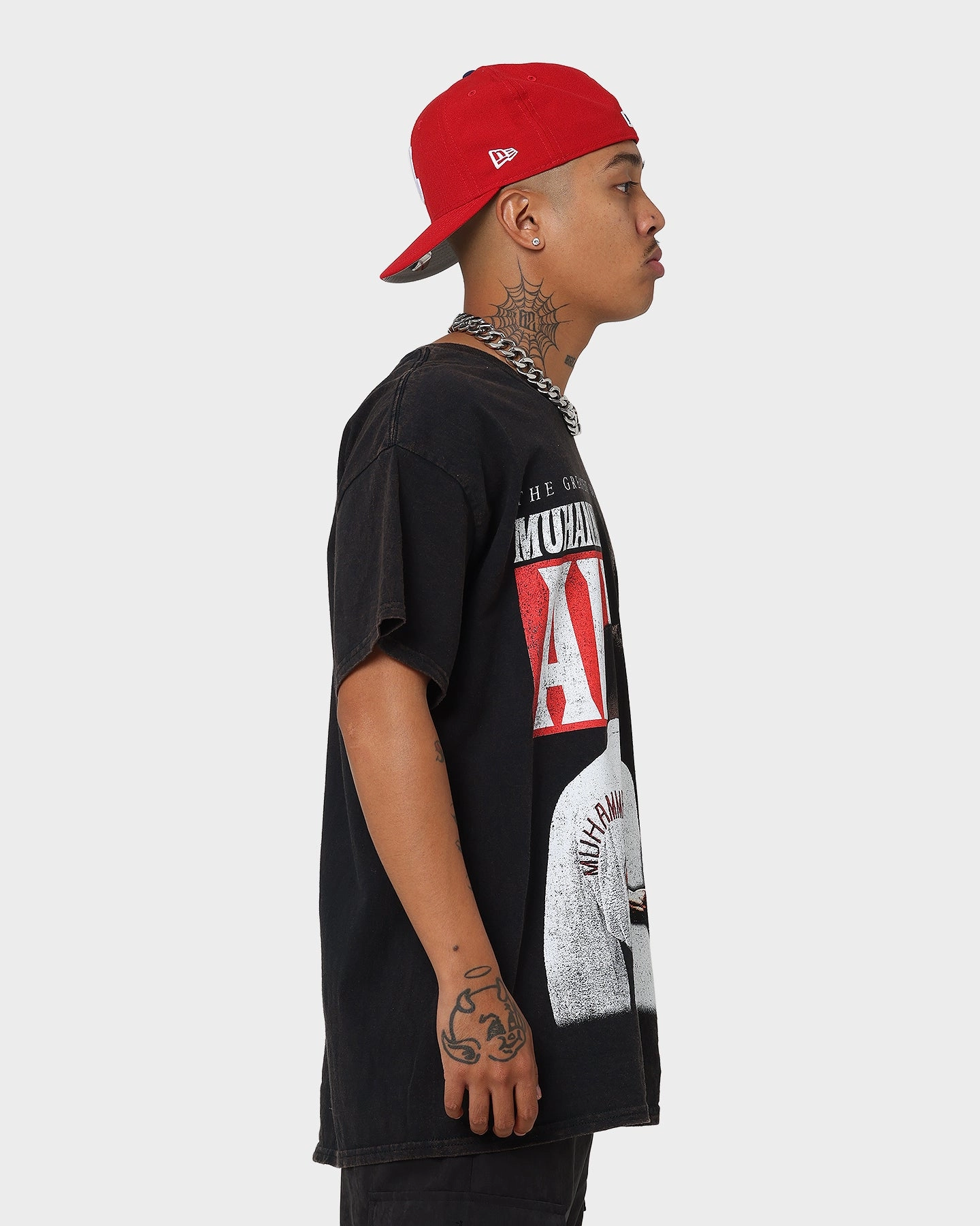Drop Shoulder Cut Goat Crew X Muhammad Ali Greatest Vintage T-Shirt Black Wash