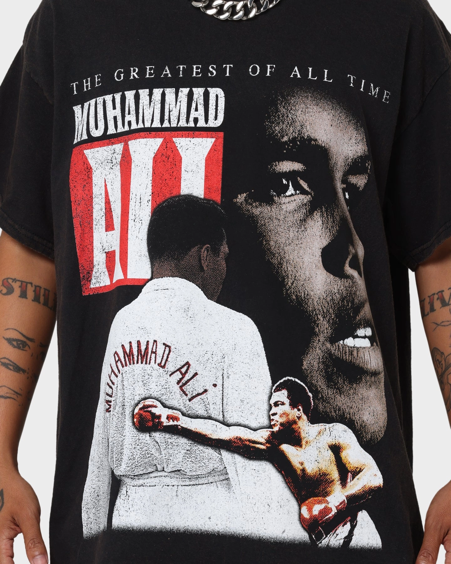 FlexibleKnit Goat Crew X Muhammad Ali Greatest Vintage T-Shirt Black Wash