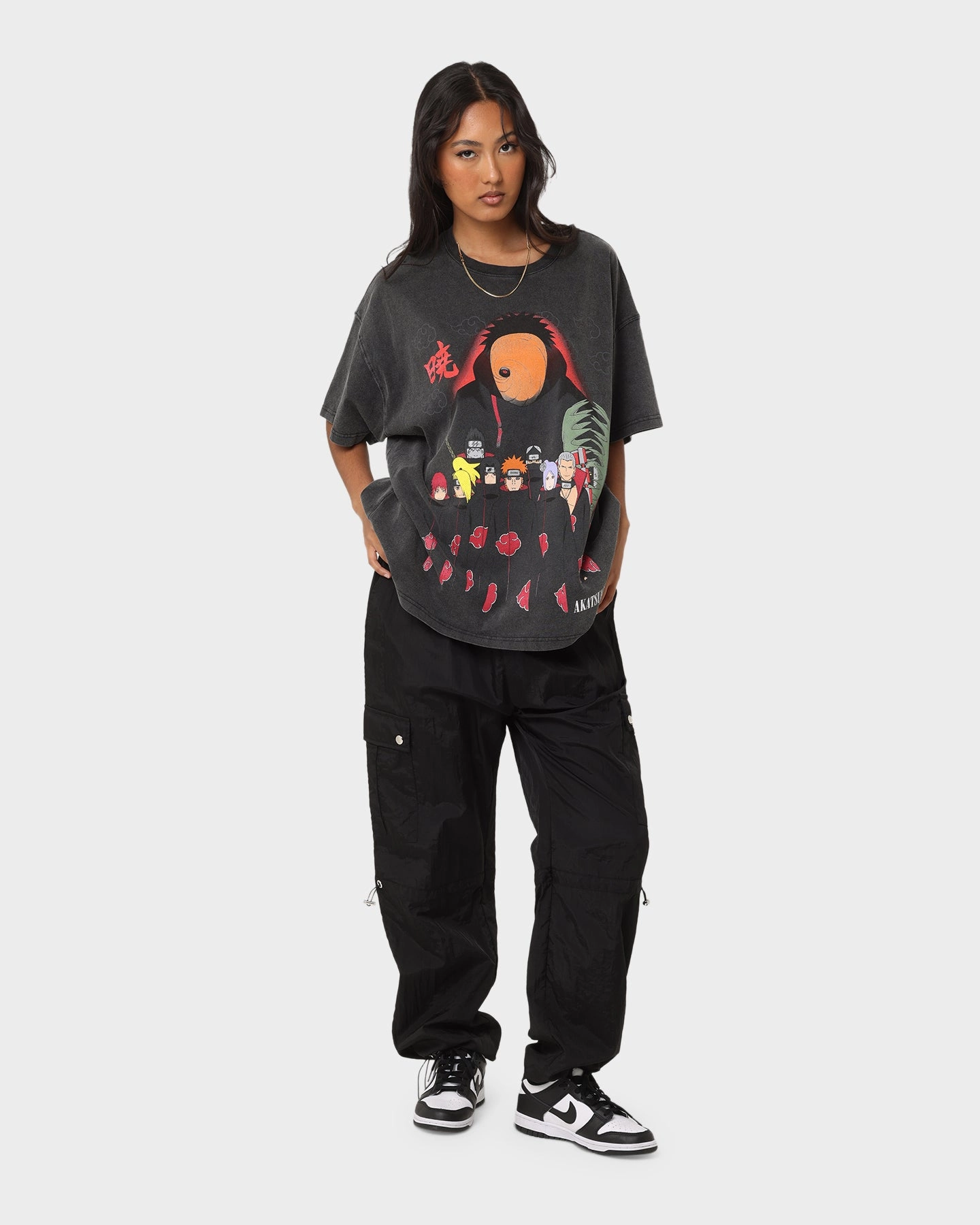 suitable for all genders Goat Crew X Naruto Akatsuki Organic Heavyweight Vintage T-Shirt Vintage Black