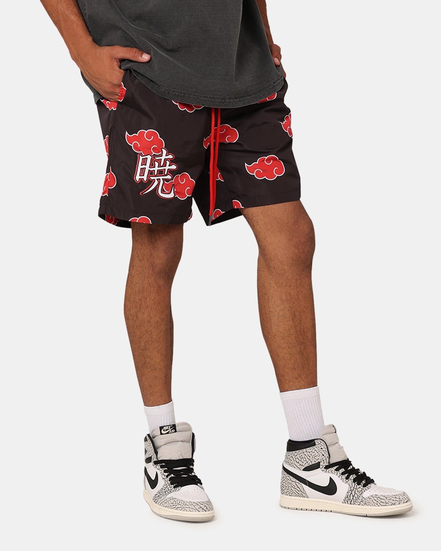 Goat Crew X Naruto Akatsuki Shorts Black/Red Wrinkle-Resistant Street Fashion
