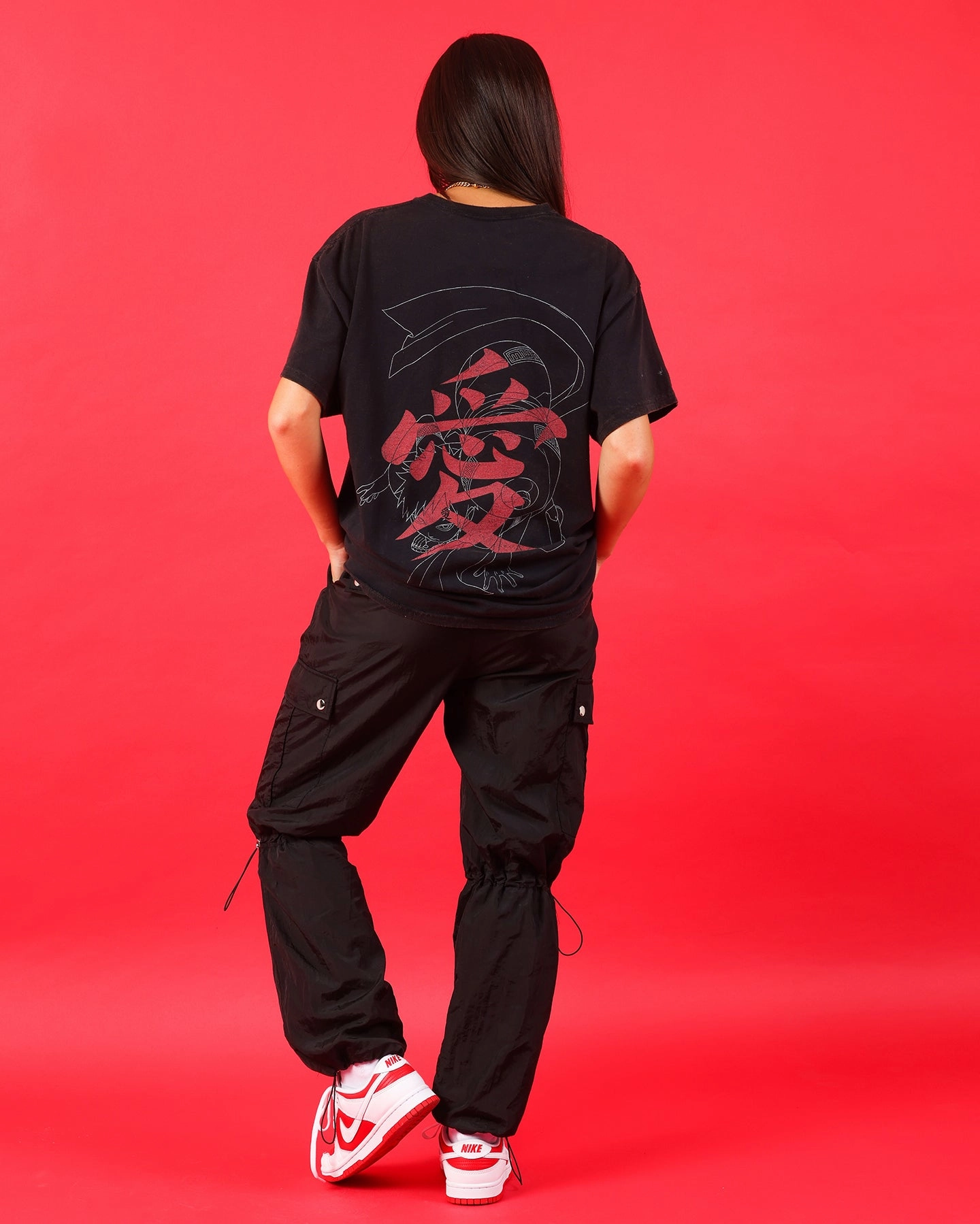 Goat Crew X Naruto Gaara Vintage T-Shirt Black Wash OversizedSilhouette mix and match