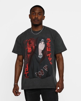 WrinkleResistant Texture Yoga flexibility Goat Crew X Naruto Itachi Heavyweight Vintage T-Shirt Black Wash