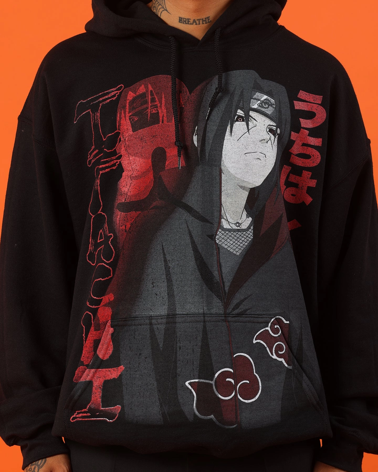 Goat Crew X Naruto Itachi Hoodie Black Moisture Wicking Lining Purse