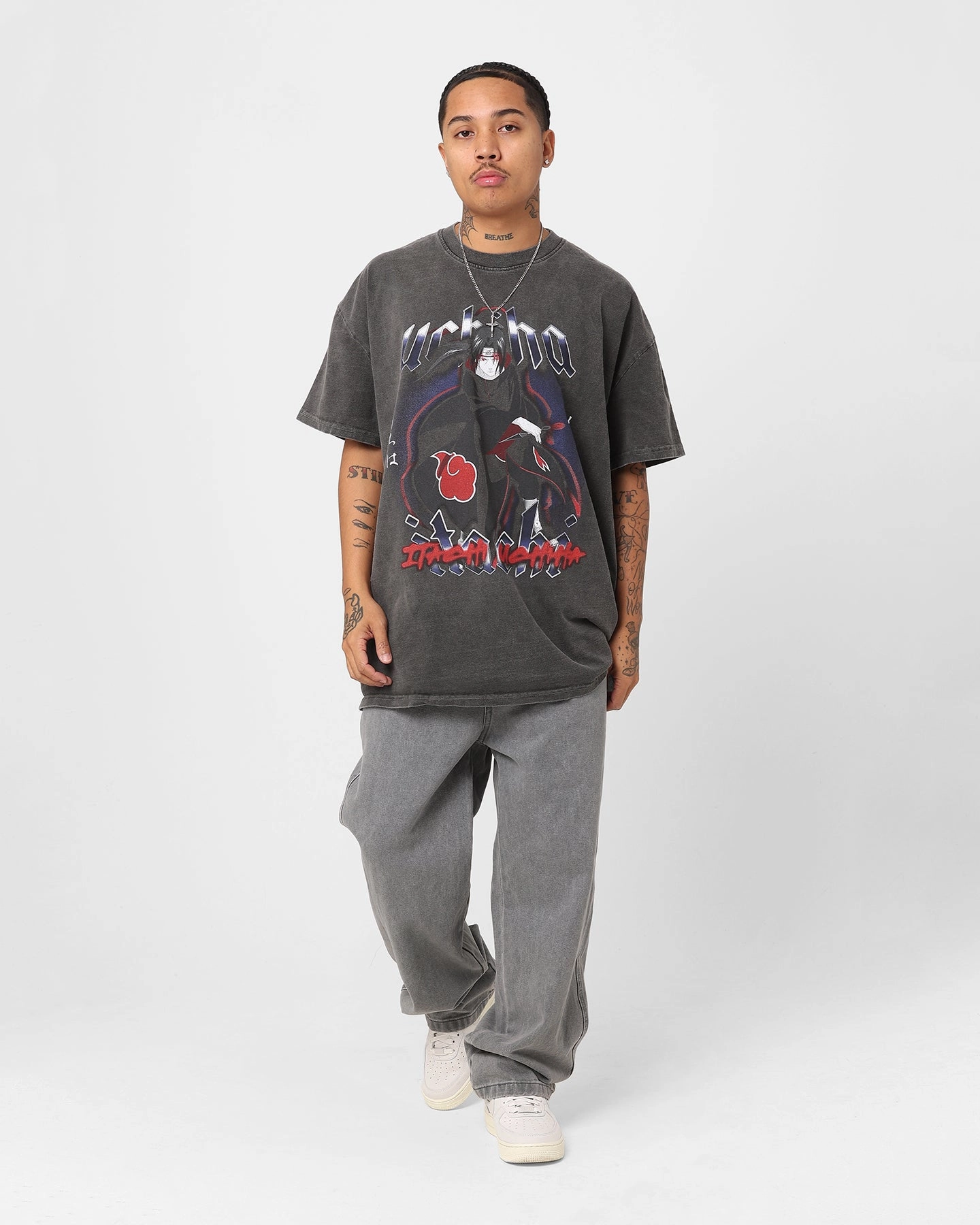 soft look Goat Crew X Naruto Itachi Uchiha Heavyweight Vintage T-Shirt Black Wash