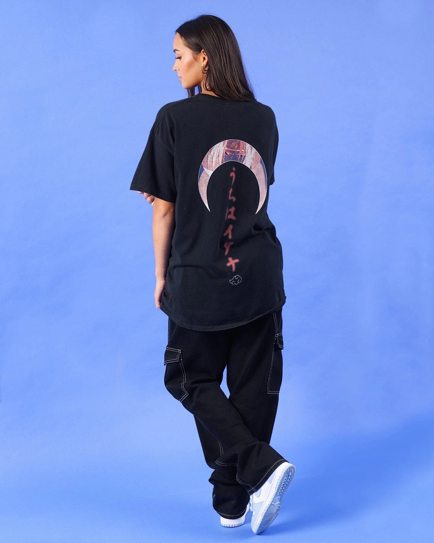Flexible Weave NonRestrictive Cut Goat Crew X Naruto Itachi Uchiha Premium Vintage T-Shirt Vintage Black