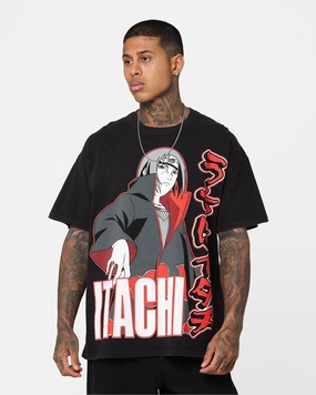 Sporty Look Goat Crew X Naruto Itachi Vintage T-Shirt Black Wash