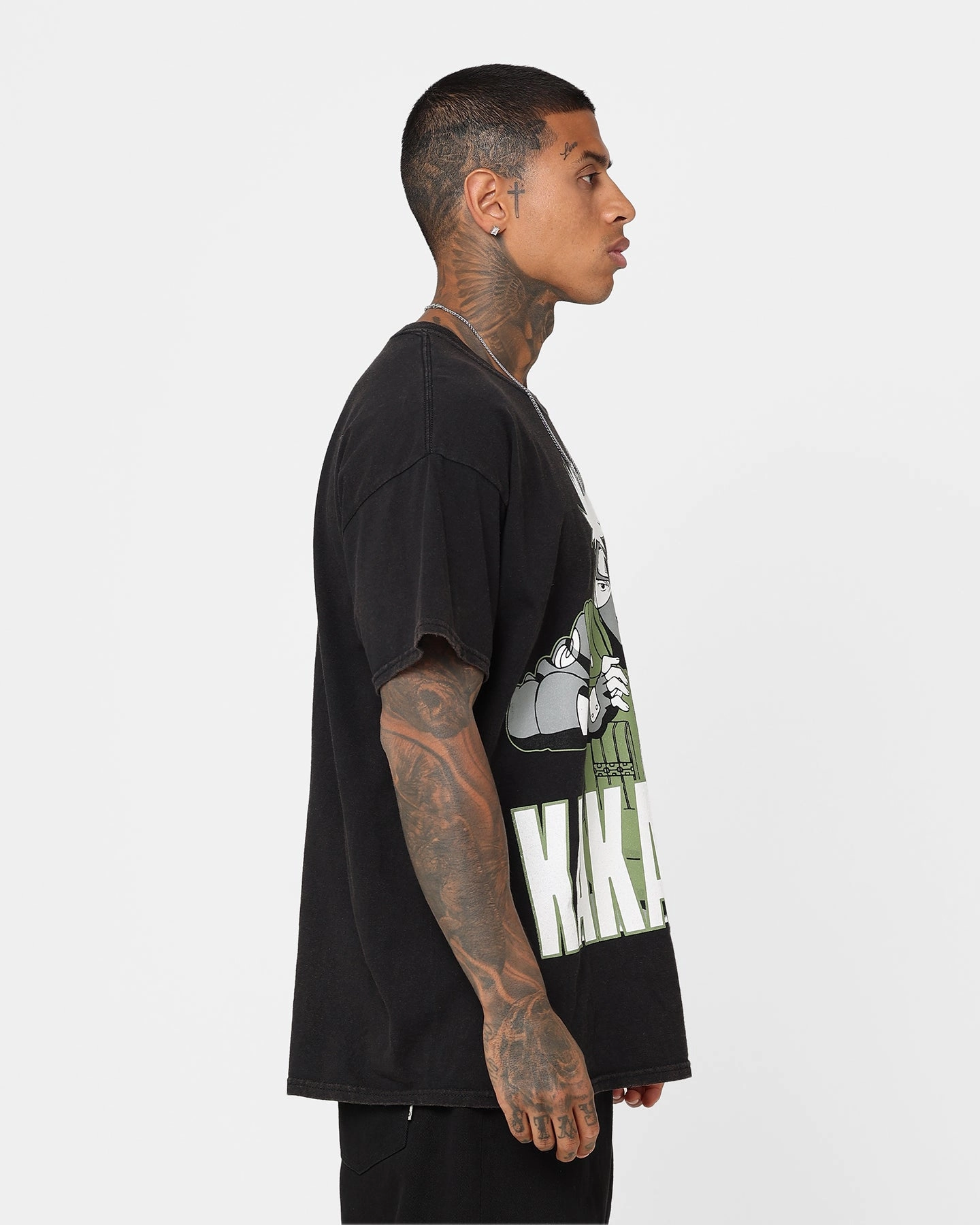 Goat Crew X Naruto Kakashi Vintage T-Shirt Black Wash Office Casual