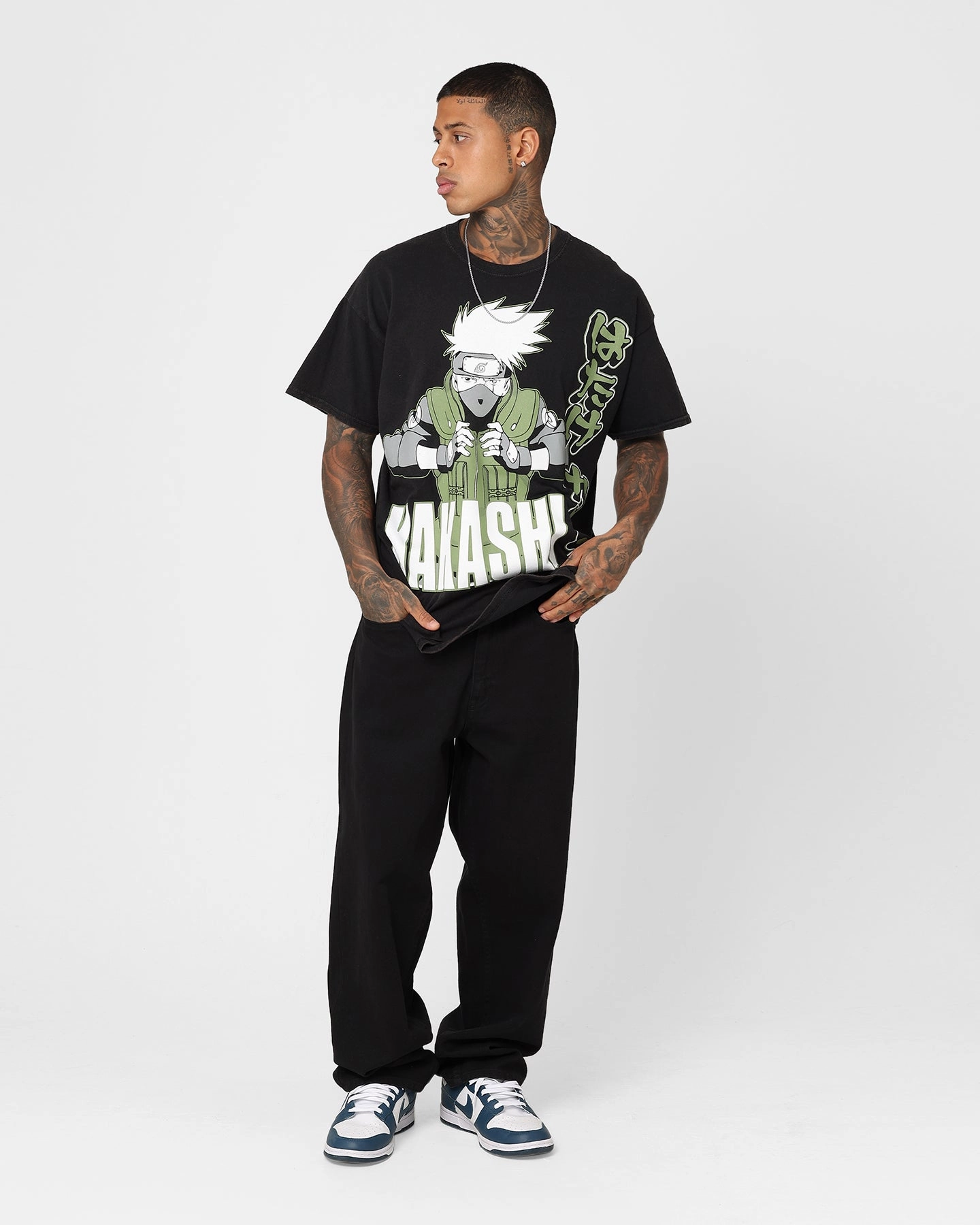 Comfy Vibes Goat Crew X Naruto Kakashi Vintage T-Shirt Black Wash