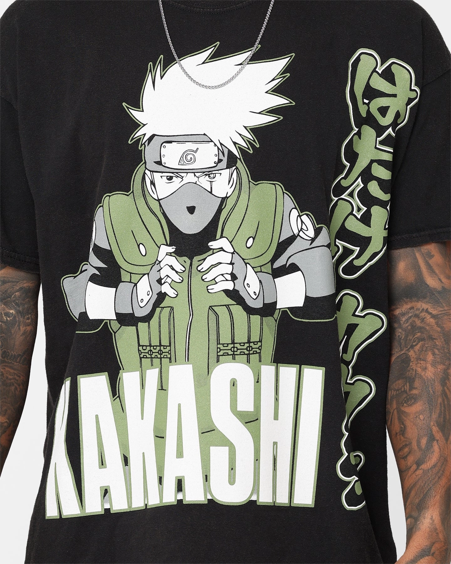 Cozy Style Simple Look Goat Crew X Naruto Kakashi Vintage T-Shirt Black Wash