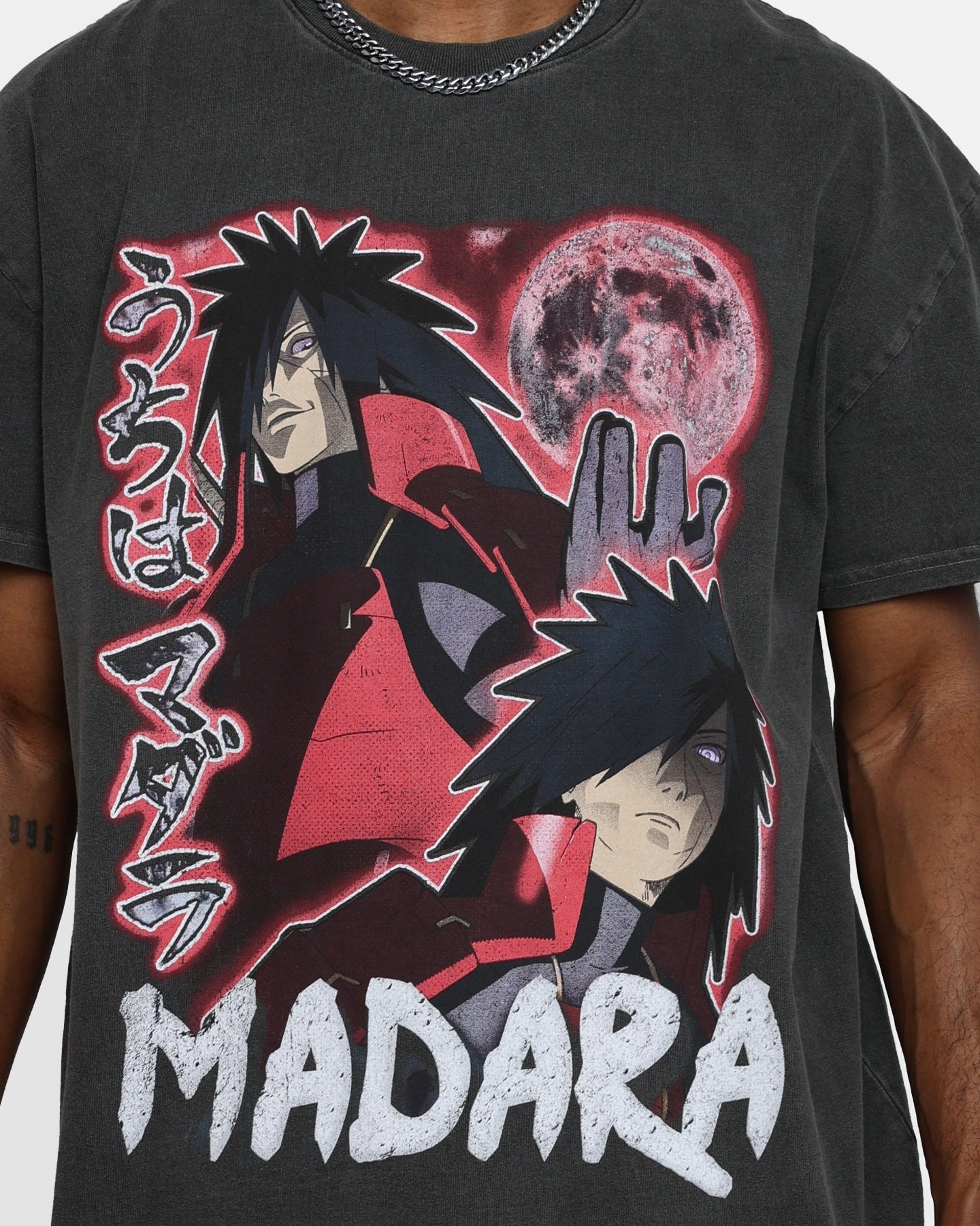 Goat Crew X Naruto Madara Heavyweight Vintage T-Shirt Black Wash UPF Rated Fabric Sporty Look Wear