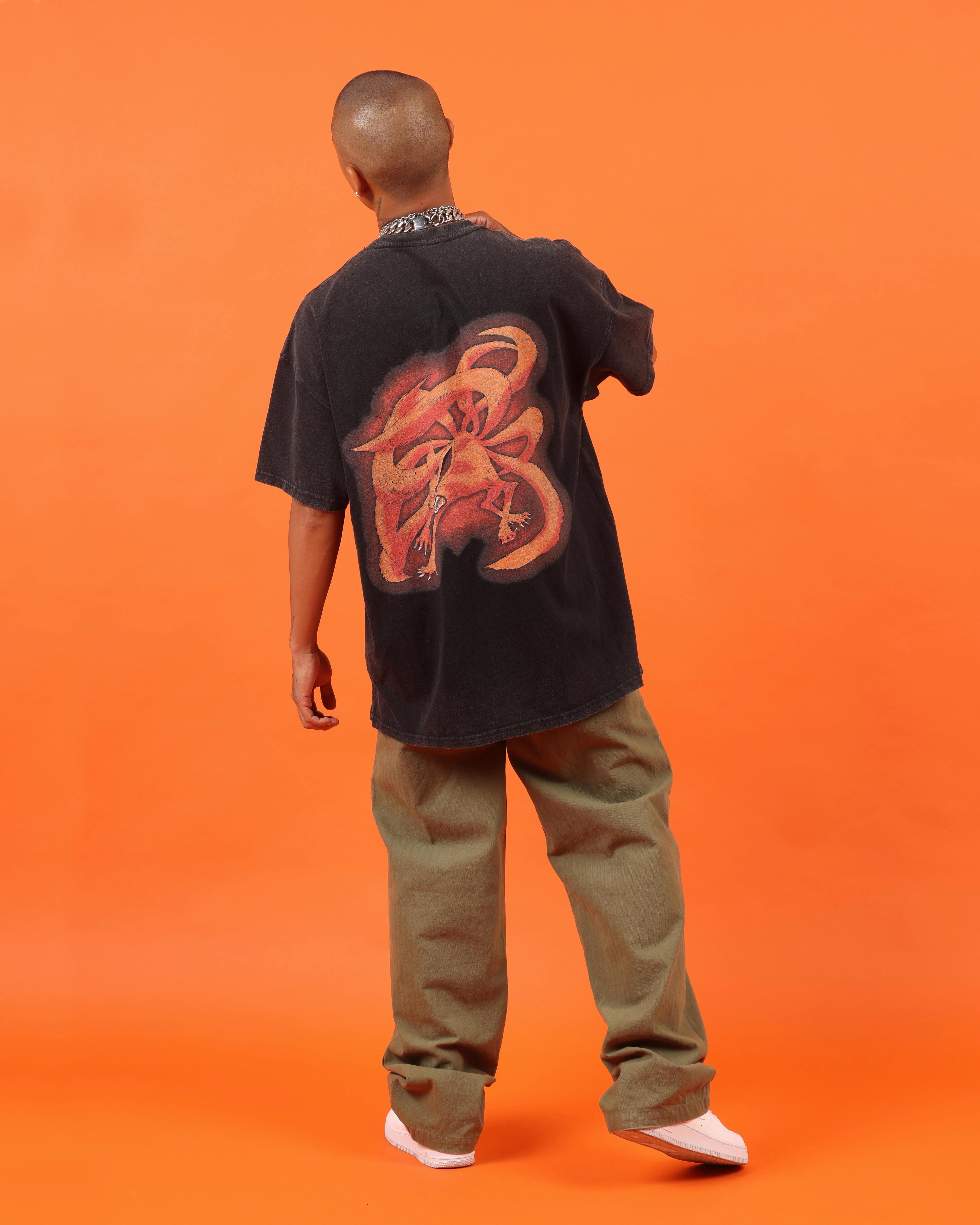 Breathable and Comfortable Flattering Shape Goat Crew X Naruto Naruto Premium Vintage T-Shirt Vintage Black