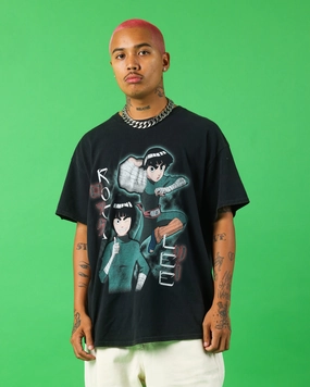 Goat Crew X Naruto Rock Lee Vintage T-Shirt Black Wash Thermal Regulating Layer Reinforced Shoulders