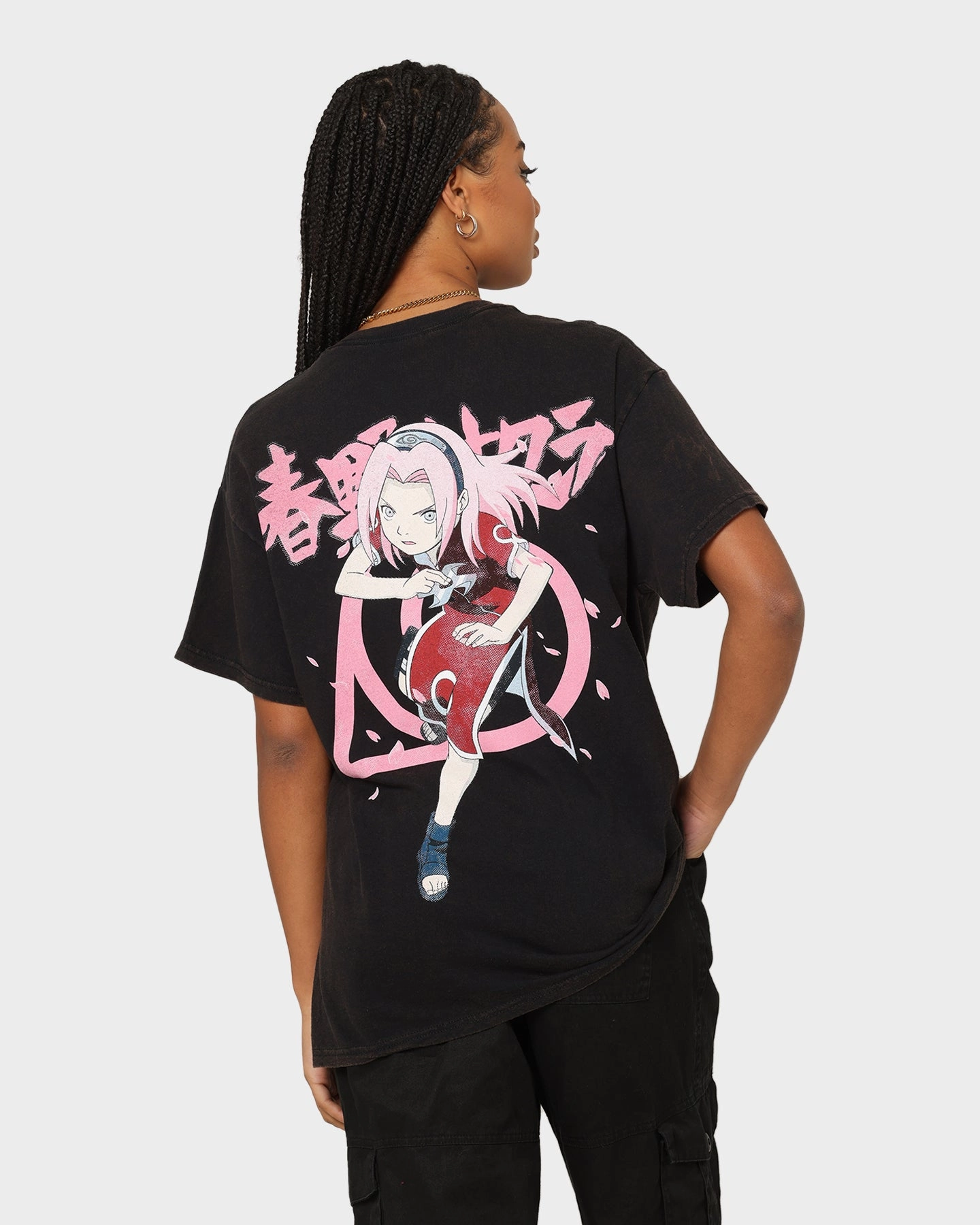 Chic Comfort Goat Crew X Naruto Sakura CLR Vintage T-Shirt Washed Black