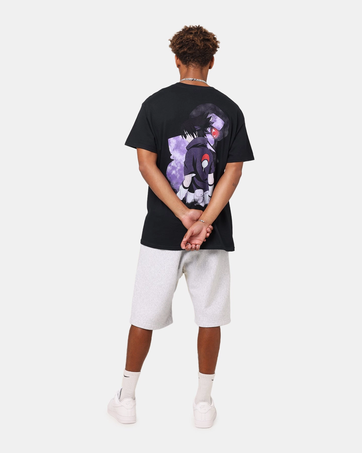 Outdoor Layer Boat neck style Goat Crew X Naruto Sasuke Premium Vintage T-Shirt Black