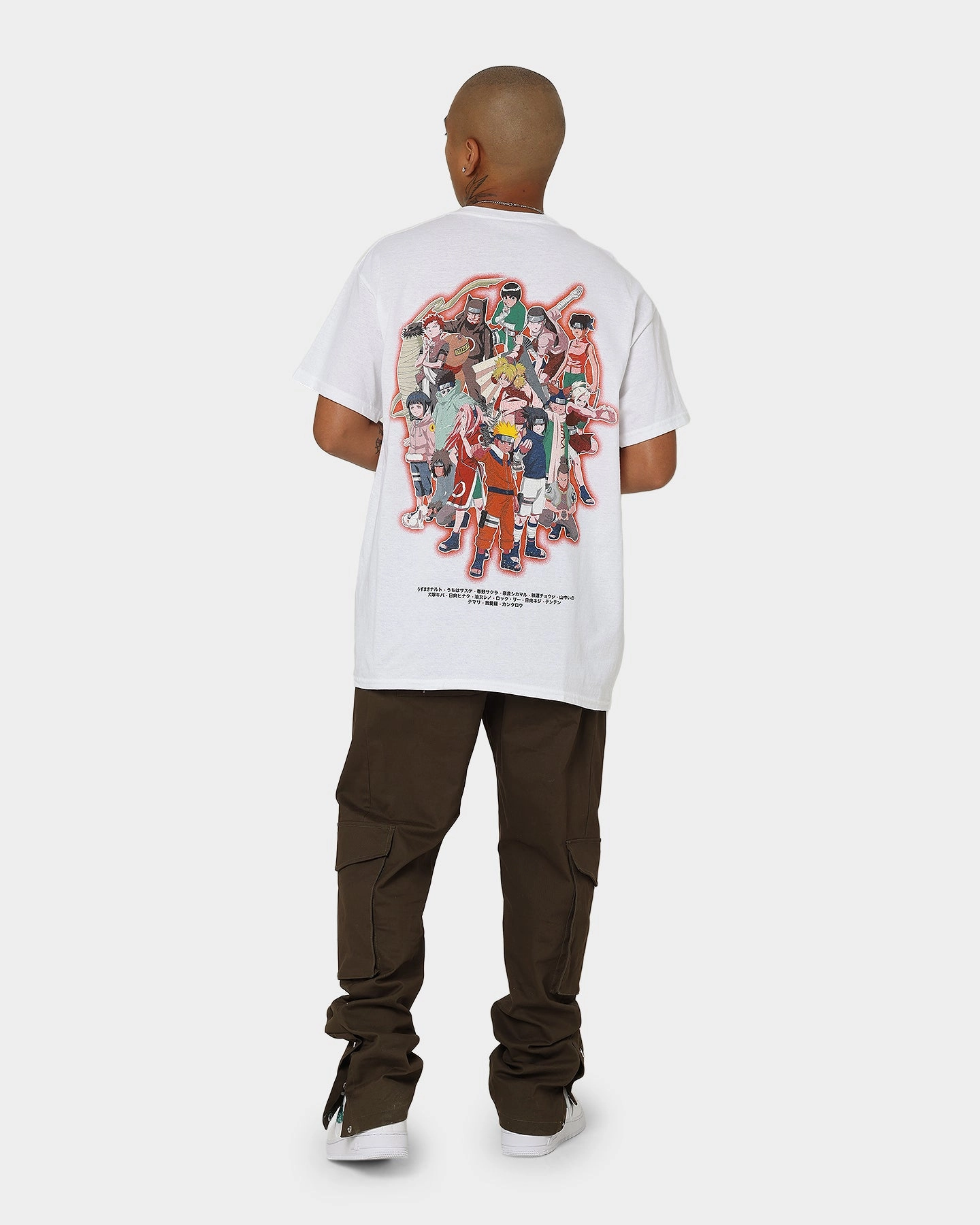 Heather Texture Finish Goat Crew X Naruto Shinobi T-Shirt White