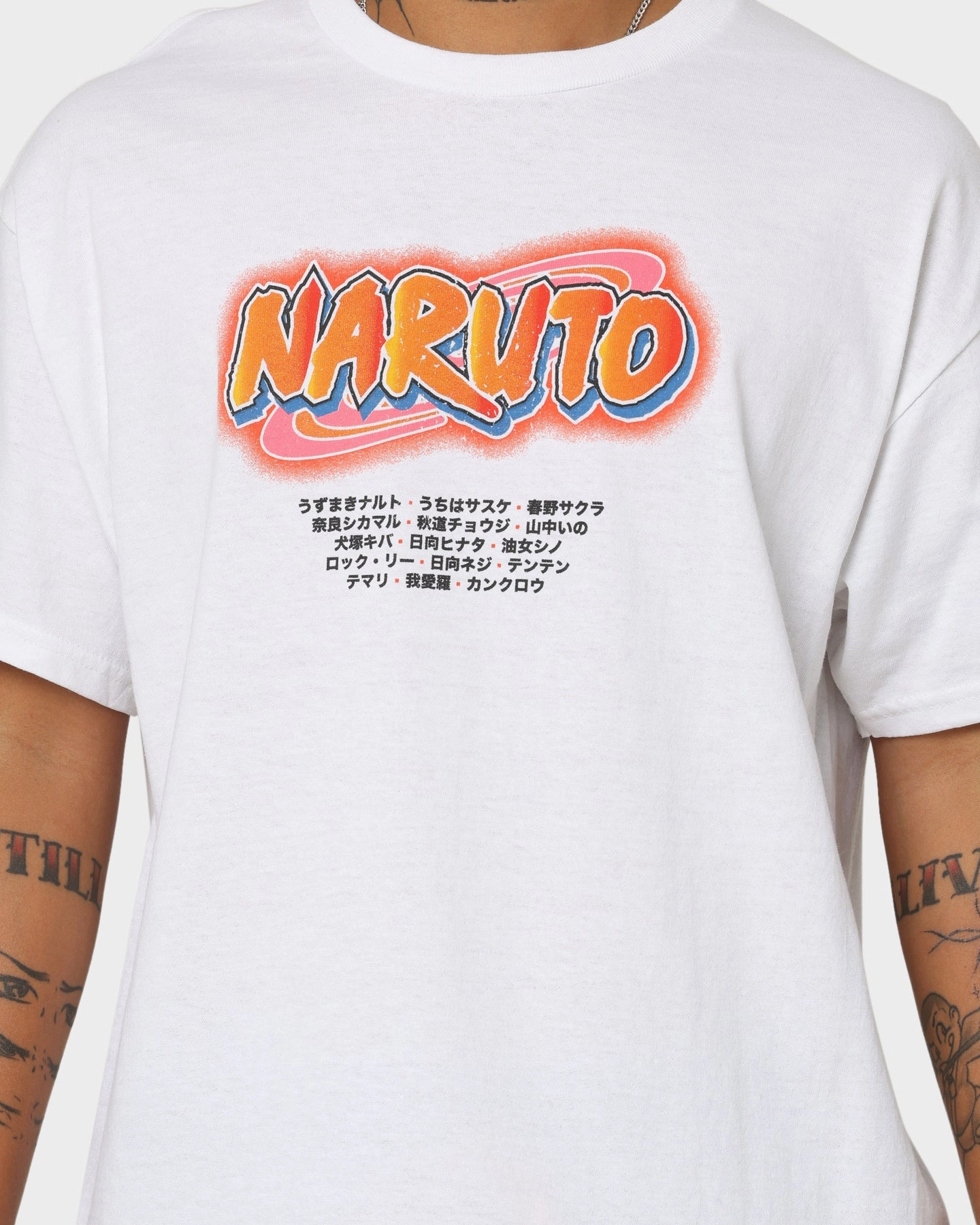 Contrast Inner Binding Goat Crew X Naruto Shinobi T-Shirt White