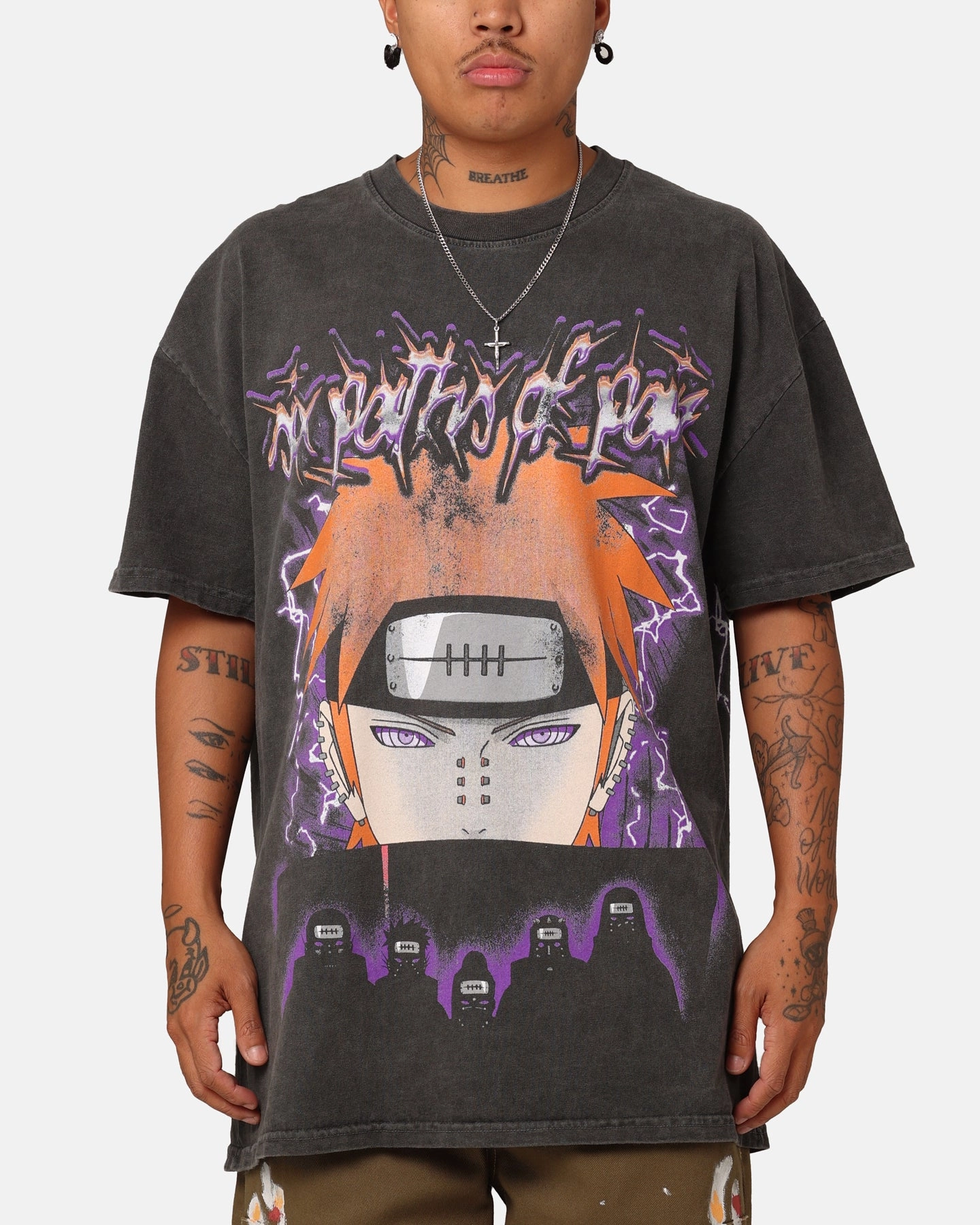 Goat Crew X Naruto Six Paths Of Pain Heavyweight T-Shirt Black Wash Breathable Essentials Perfect Comfort Wear