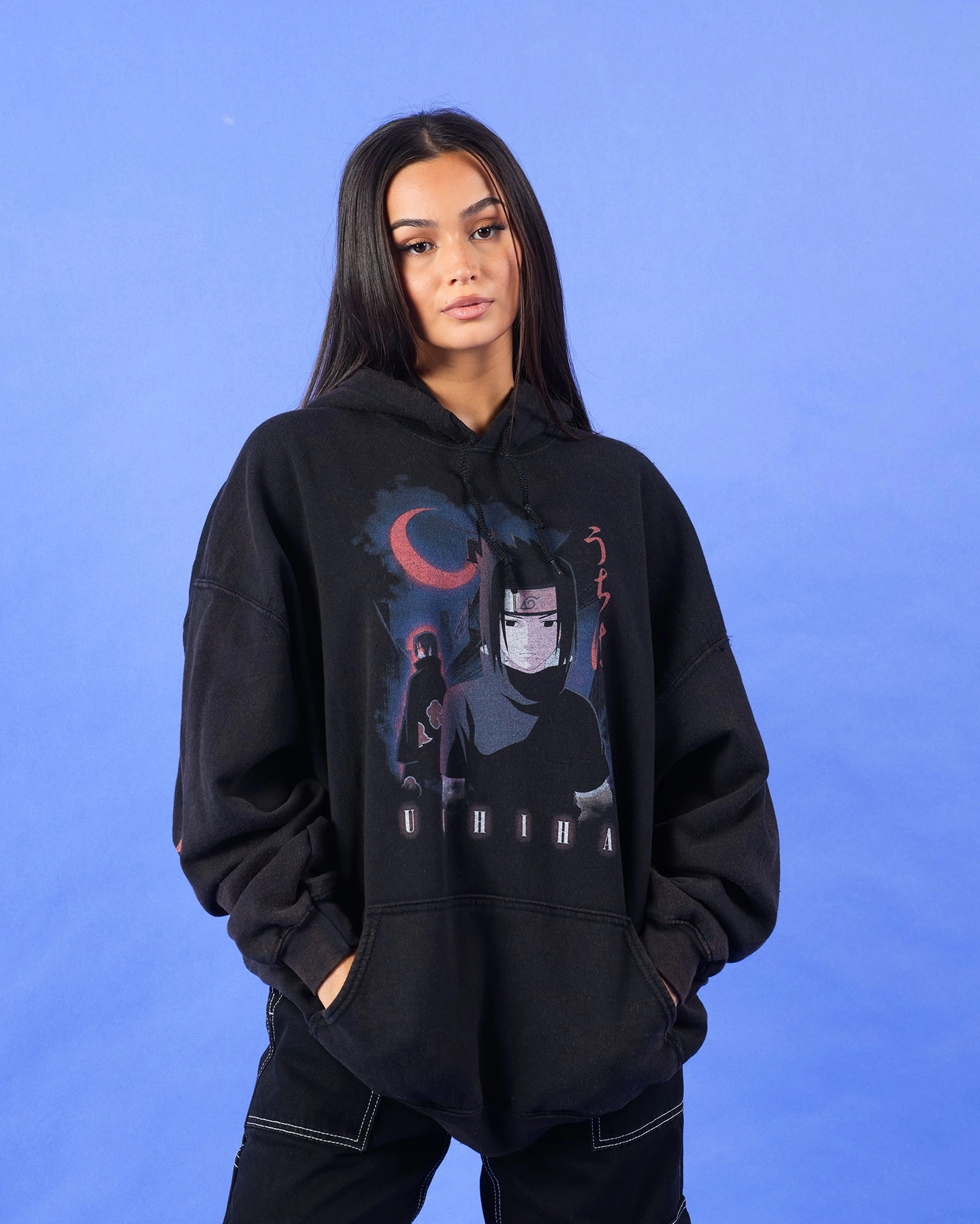 Goat Crew X Naruto Uchiha Vintage Hoodie Black Wash Waterproof Material