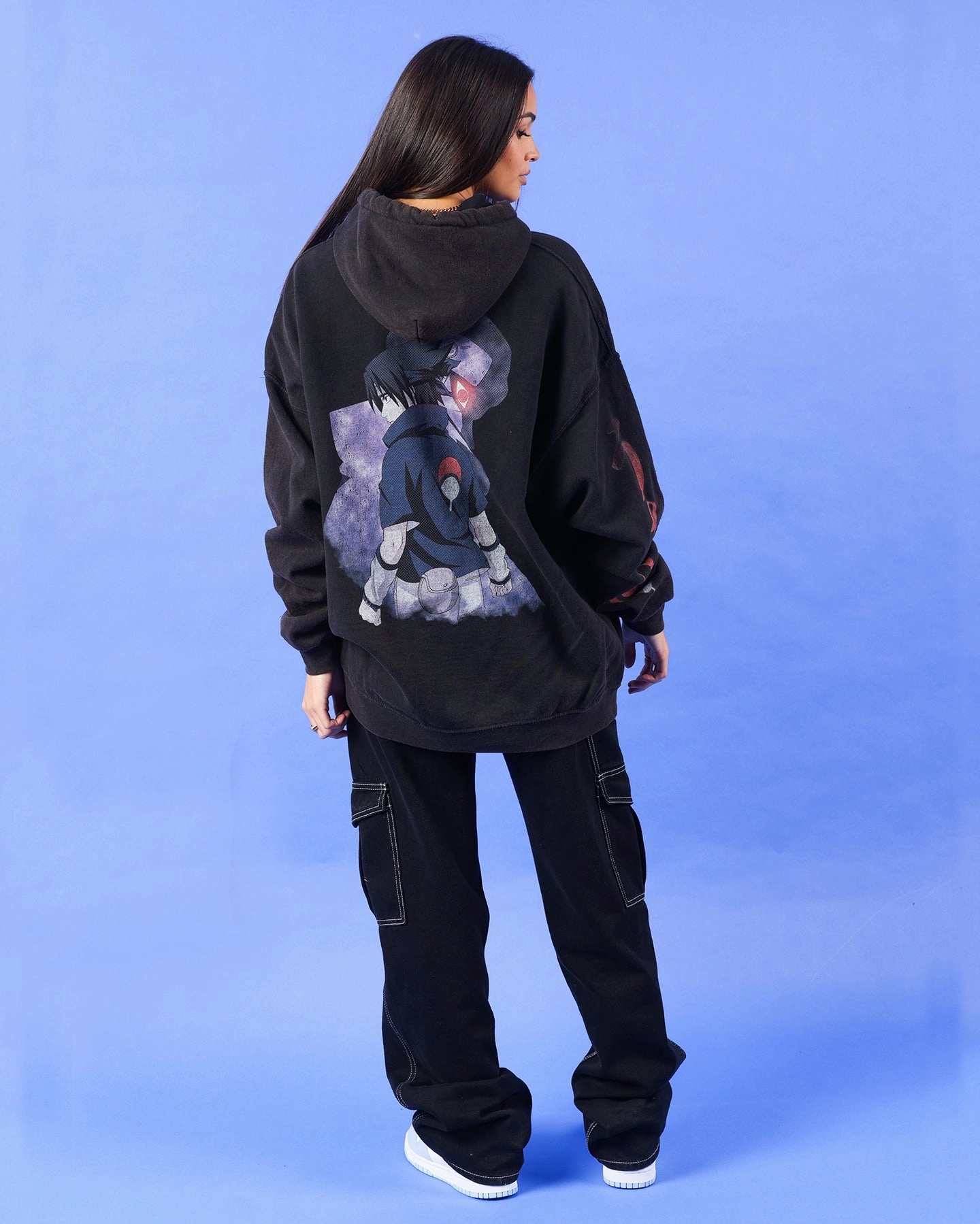 Relaxed Motion Goat Crew X Naruto Uchiha Vintage Hoodie Black Wash