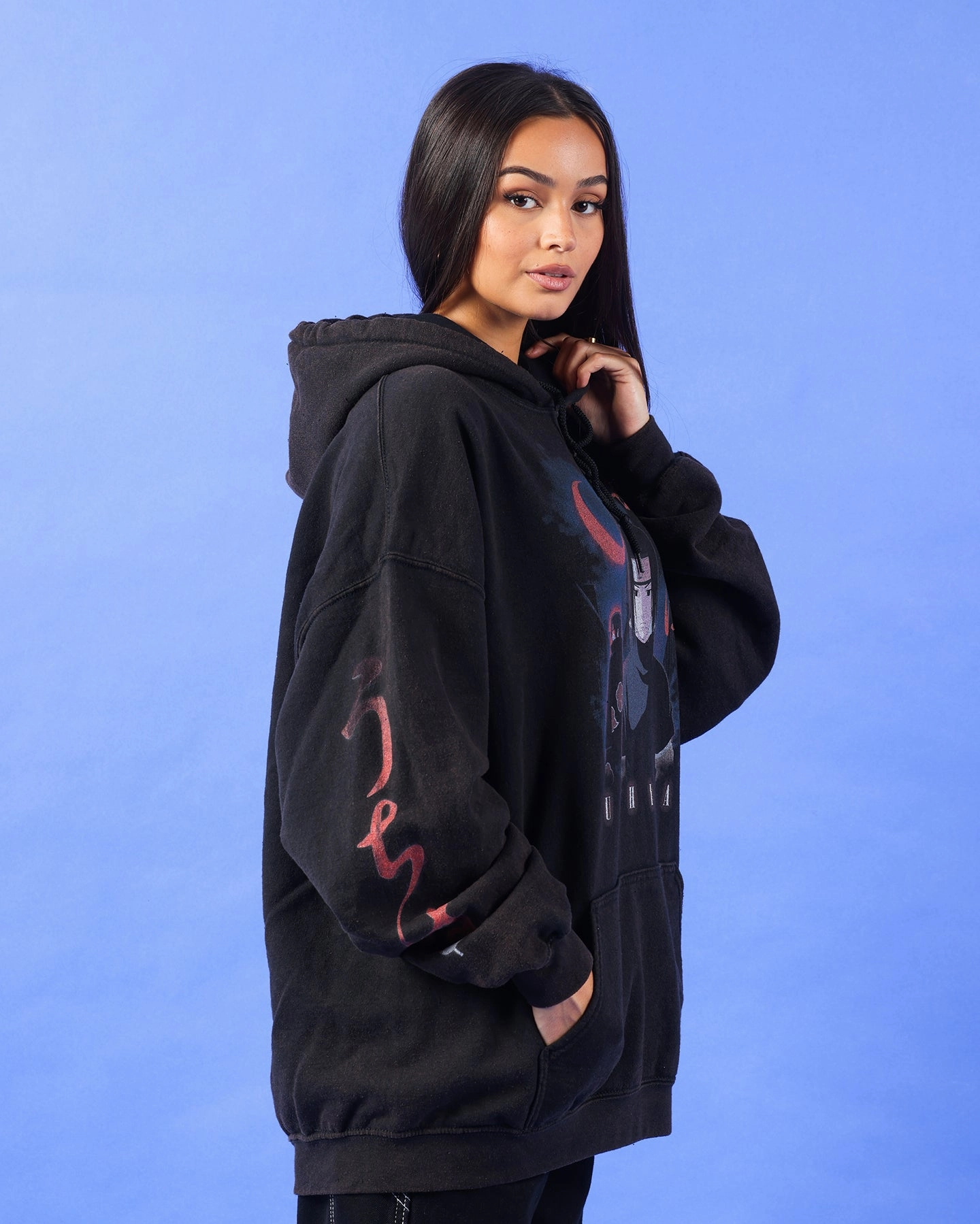Goat Crew X Naruto Uchiha Vintage Hoodie Black Wash Action