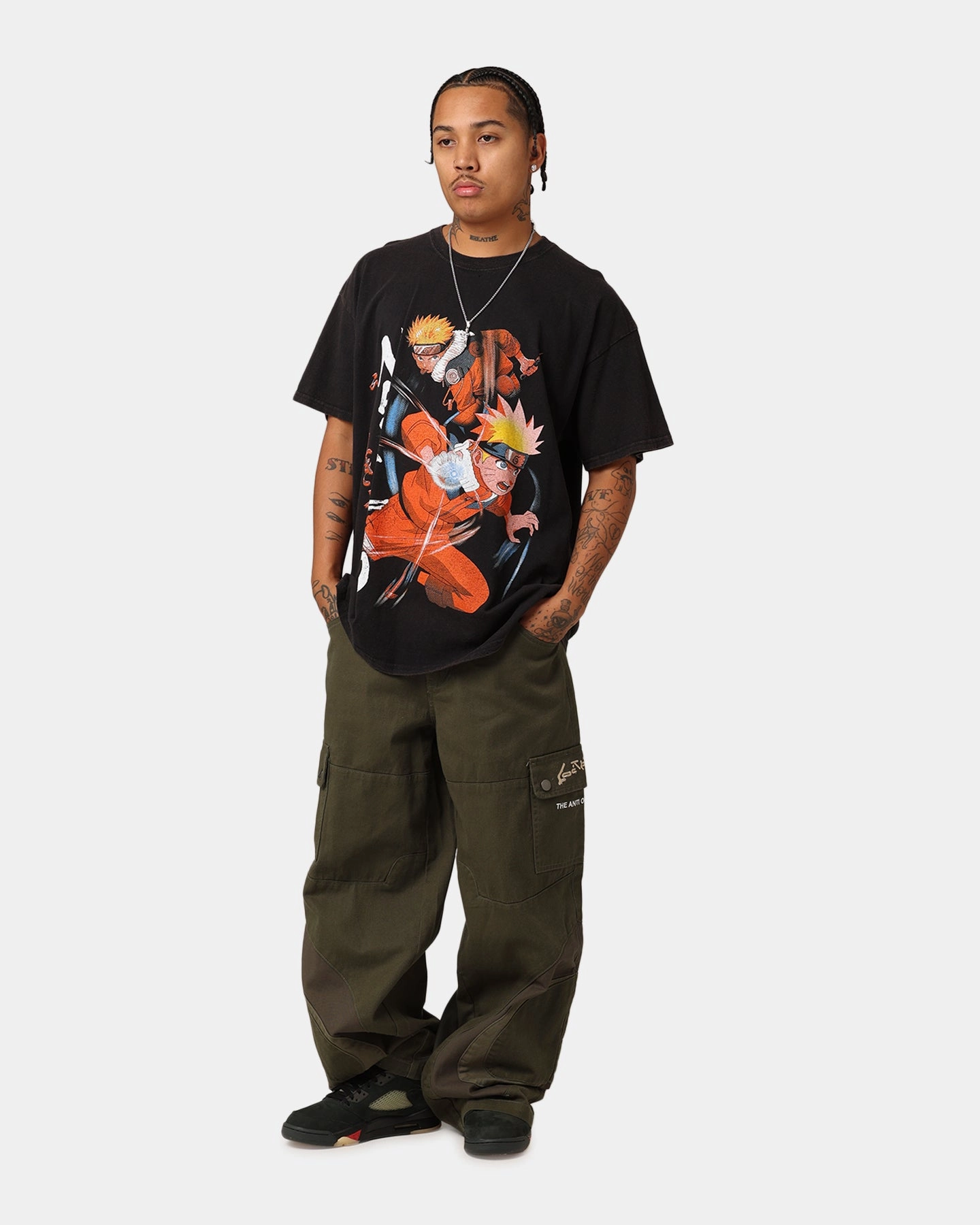 Midweight Knit Goat Crew X Naruto Vintage T-Shirt Black Wash