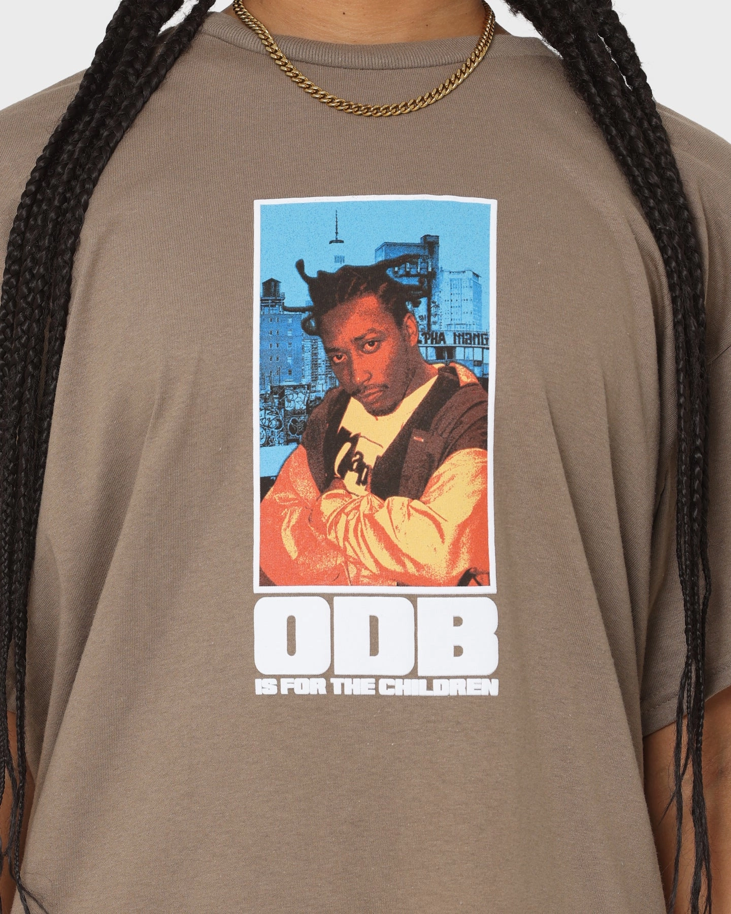 short sleeved Cross Grain Knit Goat Crew X Ol' Dirty Bastard Children T-Shirt Brown