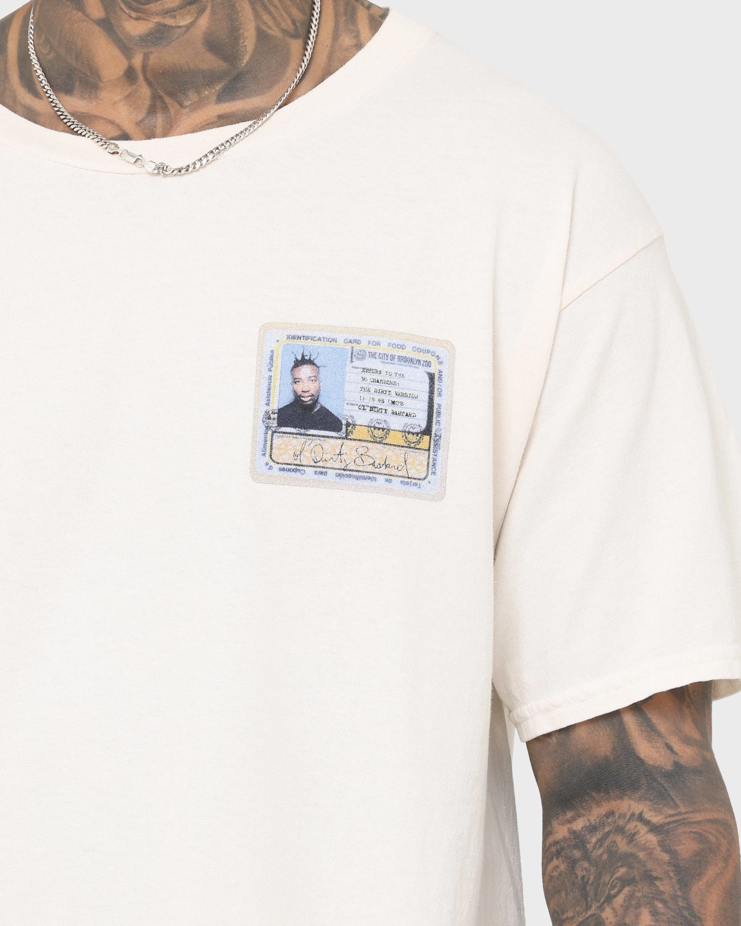Modern Trend Look Goat Crew X Ol' Dirty Bastard ID Card Short Sleeve T-Shirt Off White