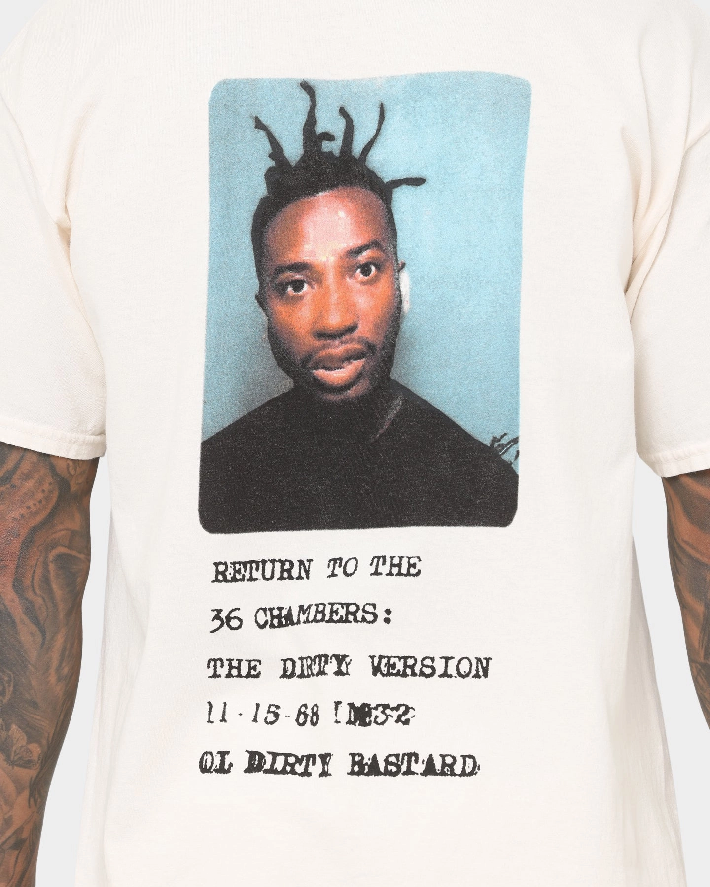 Goat Crew X Ol' Dirty Bastard ID Card Short Sleeve T-Shirt Off White Breathable Mesh Panels