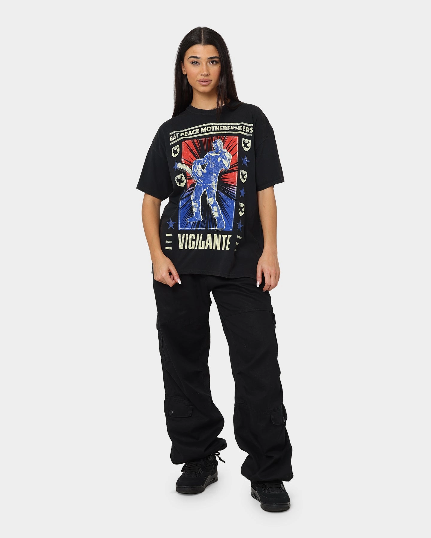 Prom Goat Crew X Peacemaker Vigilante Vintage T-Shirt Washed Black