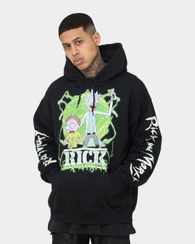 Goat Crew X Rick And Morty Portal Hoodie Black Short-sleeved snap closure