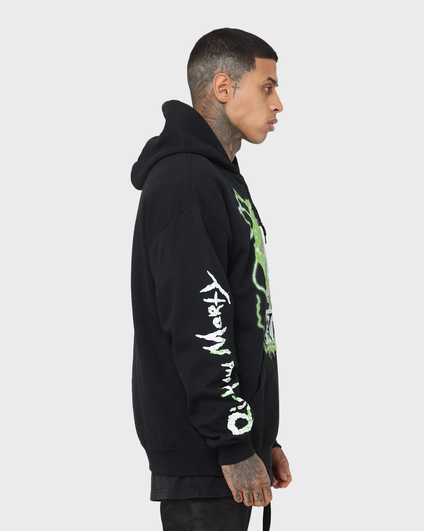 Goat Crew X Rick And Morty Portal Hoodie Black Reflective Piping