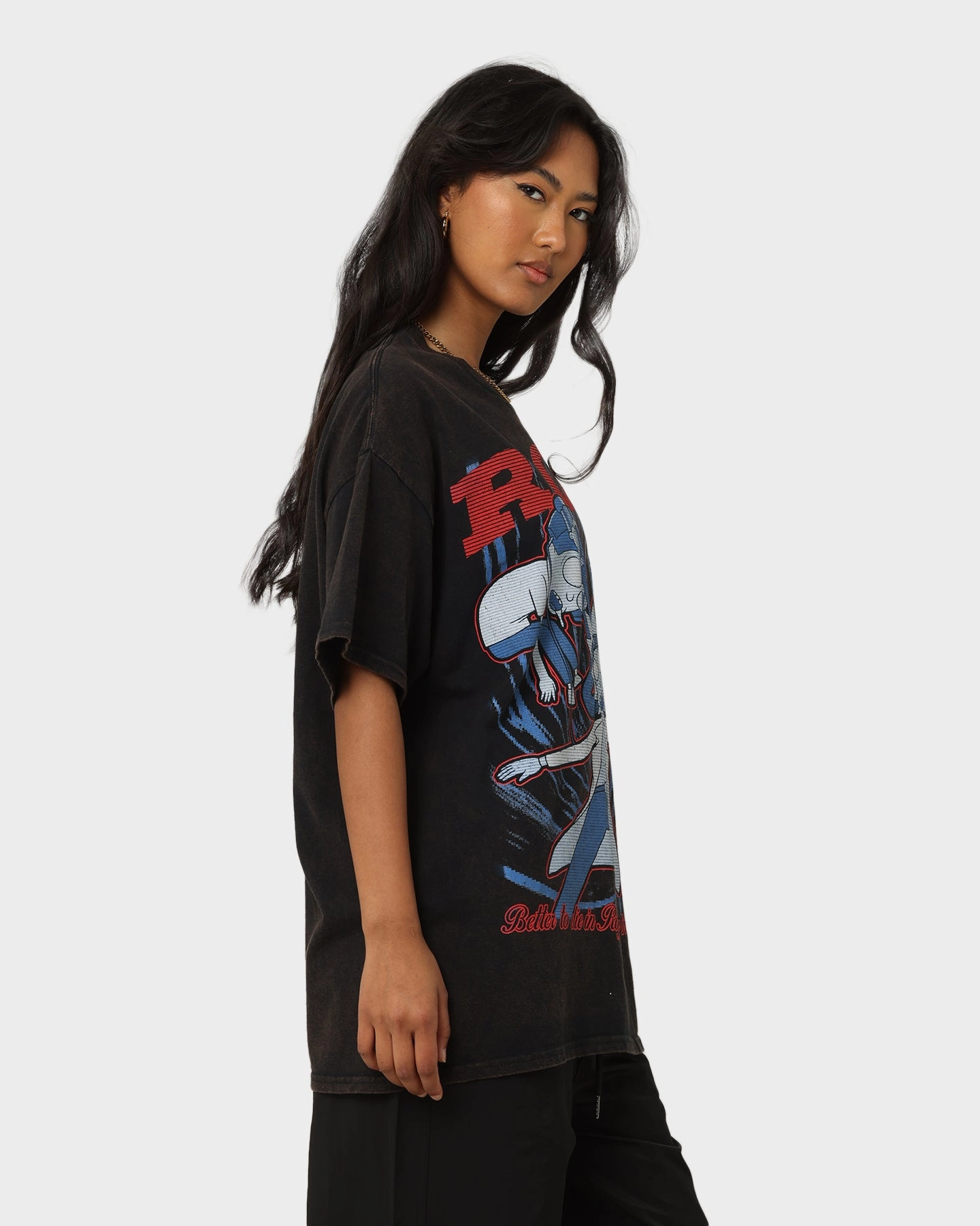 Goat Crew X Rick And Morty Roy Vintage T-Shirt Washed Black Fresh Look
