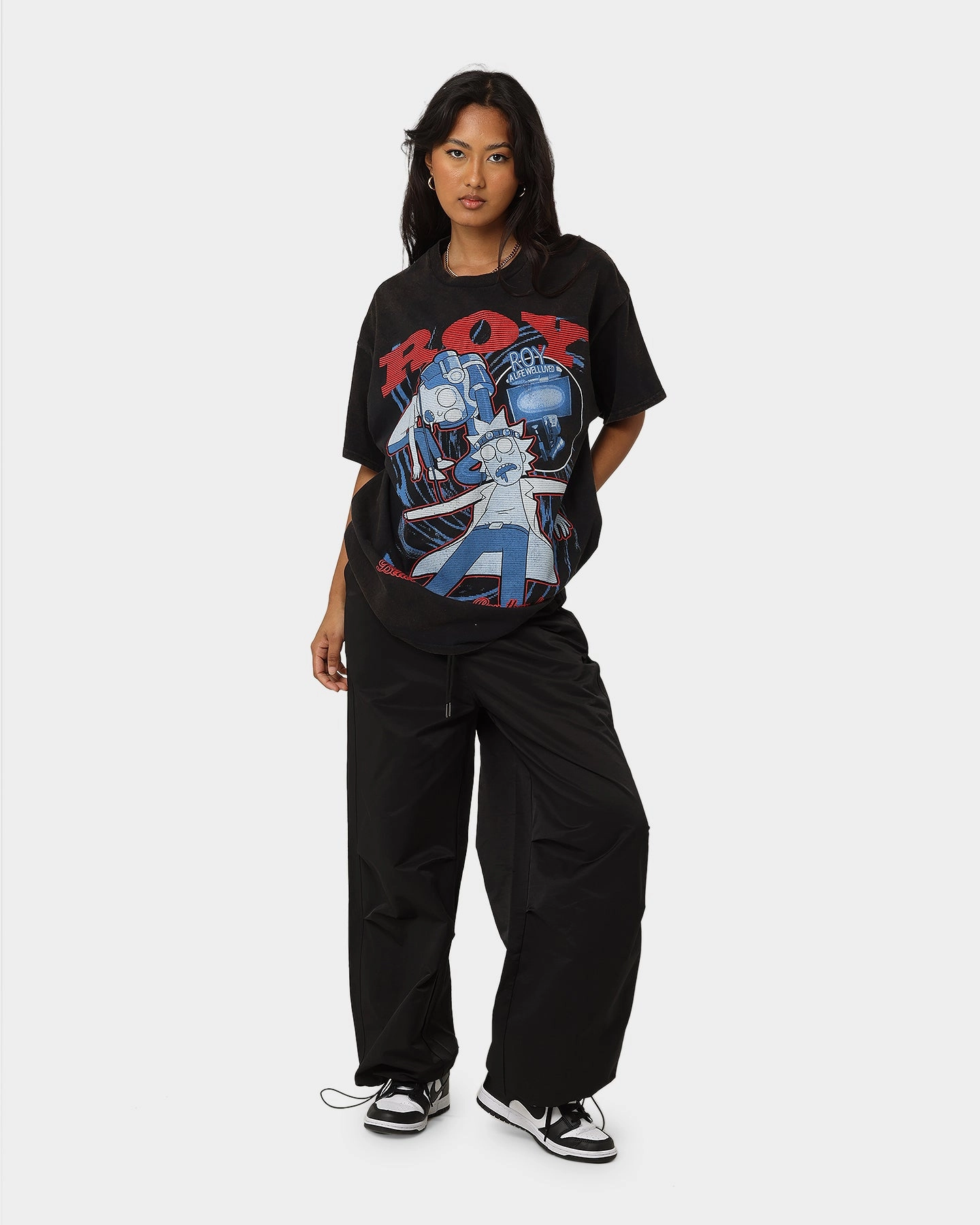 Cool Fit Cozy Comfort Look Goat Crew X Rick And Morty Roy Vintage T-Shirt Washed Black