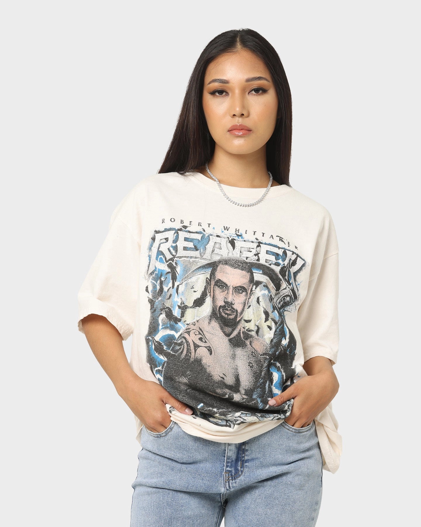 Smart Design SkinFriendlyFibers Goat Crew X Robert Whittaker Vintage T-Shirt Off White
