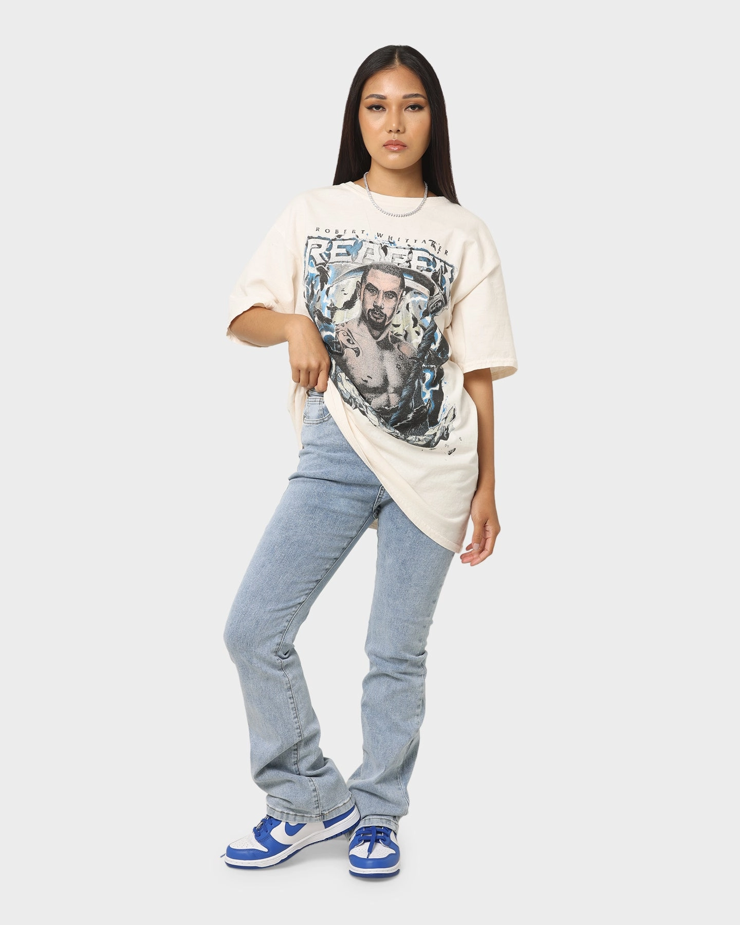 Goat Crew X Robert Whittaker Vintage T-Shirt Off White GarmentDyedTexture Subtle Logo Placement