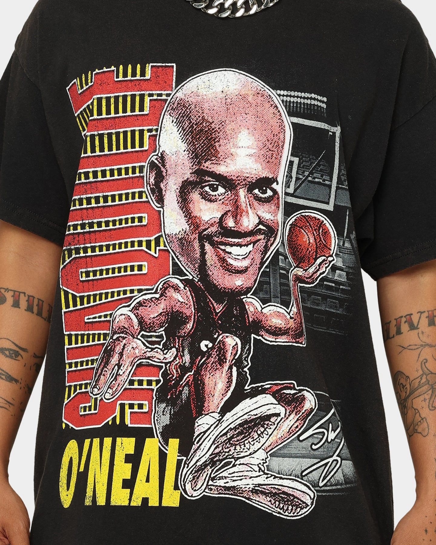 Effortless Wearable Goat Crew X Shaq Man of Steel Vintage T-Shirt Washed Black