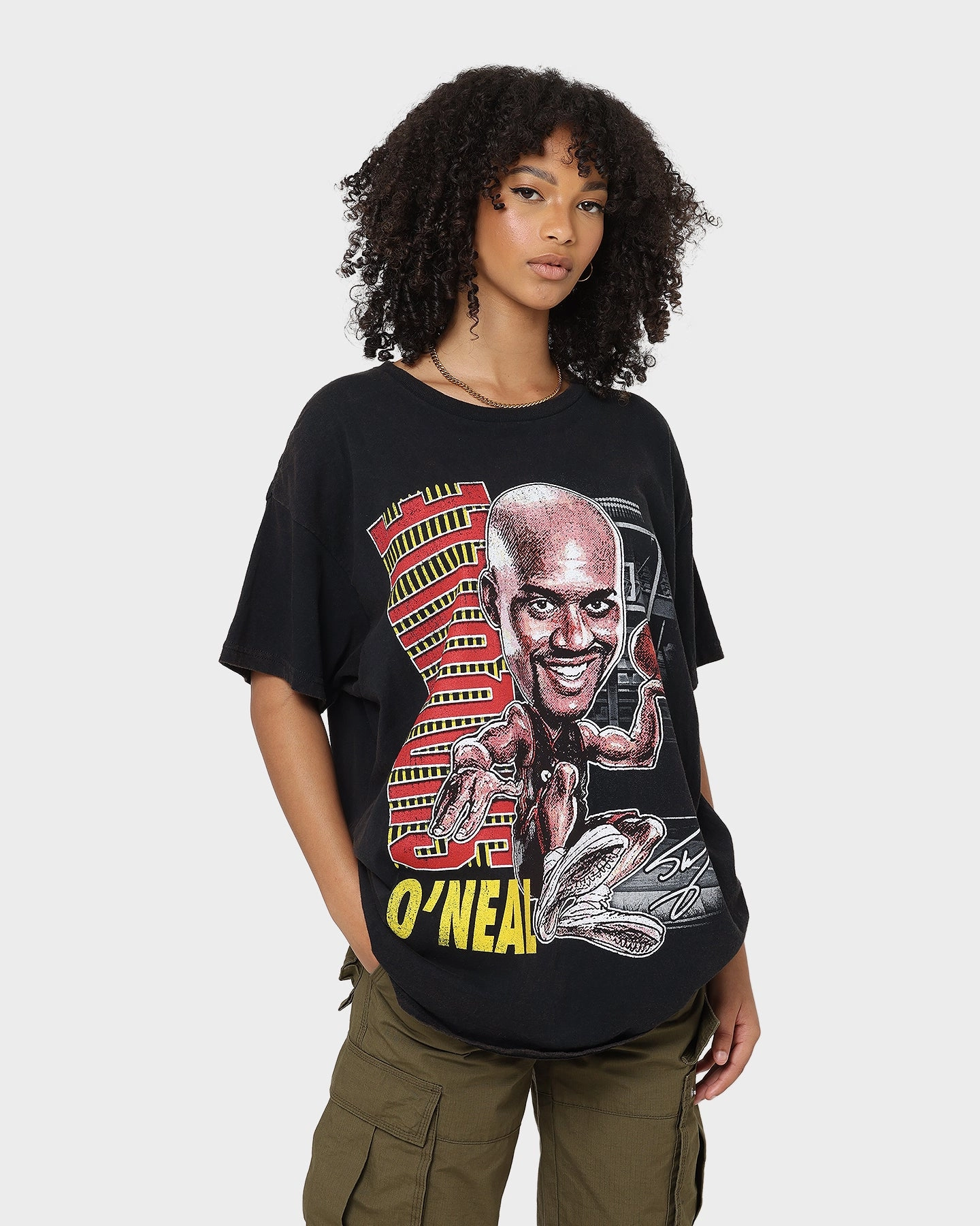 Temperature Control Fabric Chic Look Goat Crew X Shaq Man of Steel Vintage T-Shirt Washed Black
