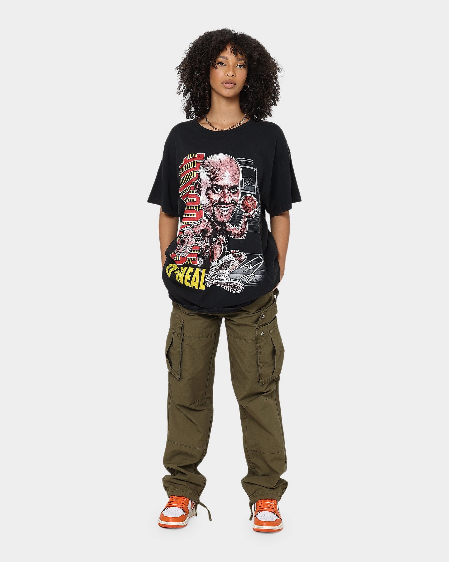 Goat Crew X Shaq Man of Steel Vintage T-Shirt Washed Black Chic Fit Non Shrink Material