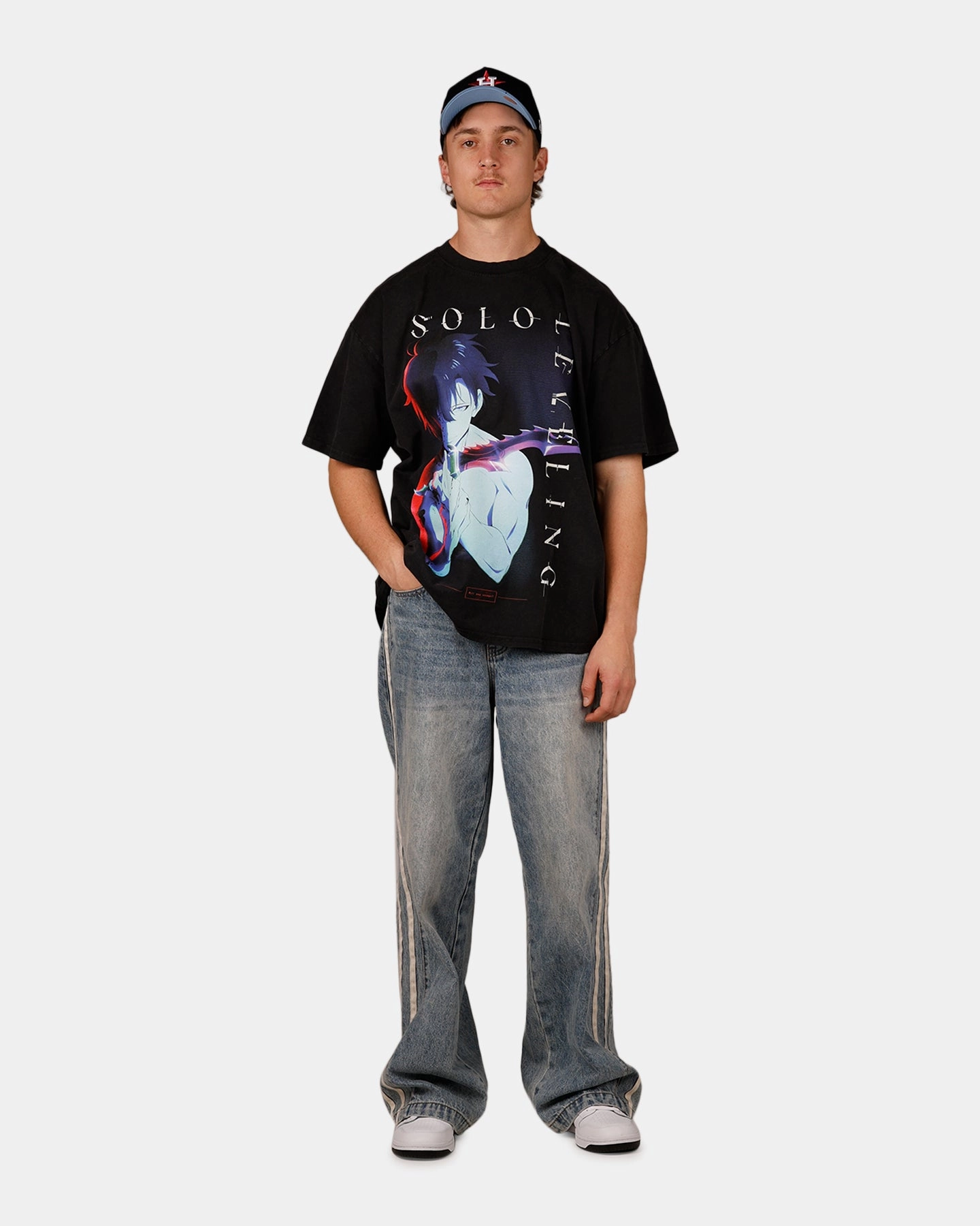 Adaptable Goat Crew X Solo Leveling Solo Leveling Vintage T-Shirt Black Acidwash