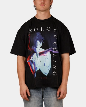 Goat Crew X Solo Leveling Solo Leveling Vintage T-Shirt Black Acidwash Soft Fit Wear