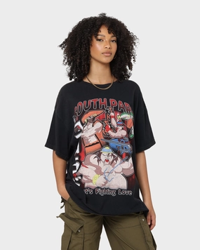 Goat Crew X South Park Let's Fighting Love Vintage T-Shirt Black Wash Practical Wear Anti-bacterial