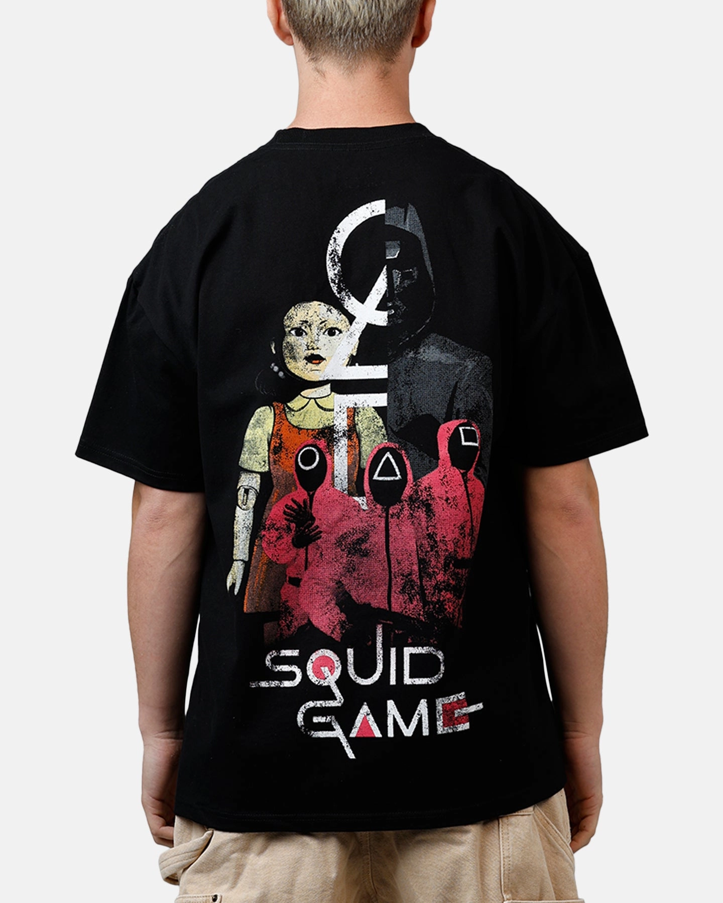 Organic Cotton Blend Stylish Goat Crew X Squid Game Front Man T-Shirt Black