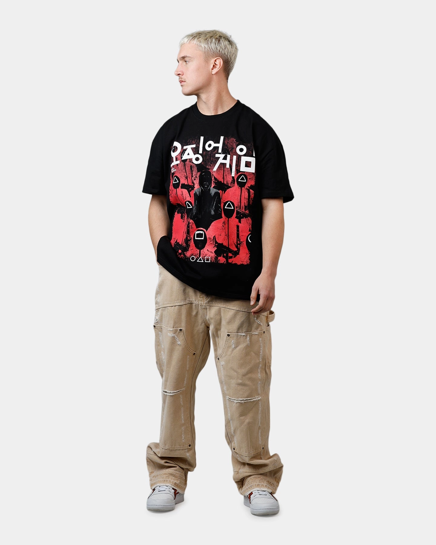 Anti Odor Technology Oversized Fit Goat Crew X Squid Game Masked Men Heavyweight T-Shirt Black