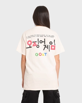 Goat Crew X Squid Game Number of Players Vintage T-Shirt Off White Non Restrictive Fit