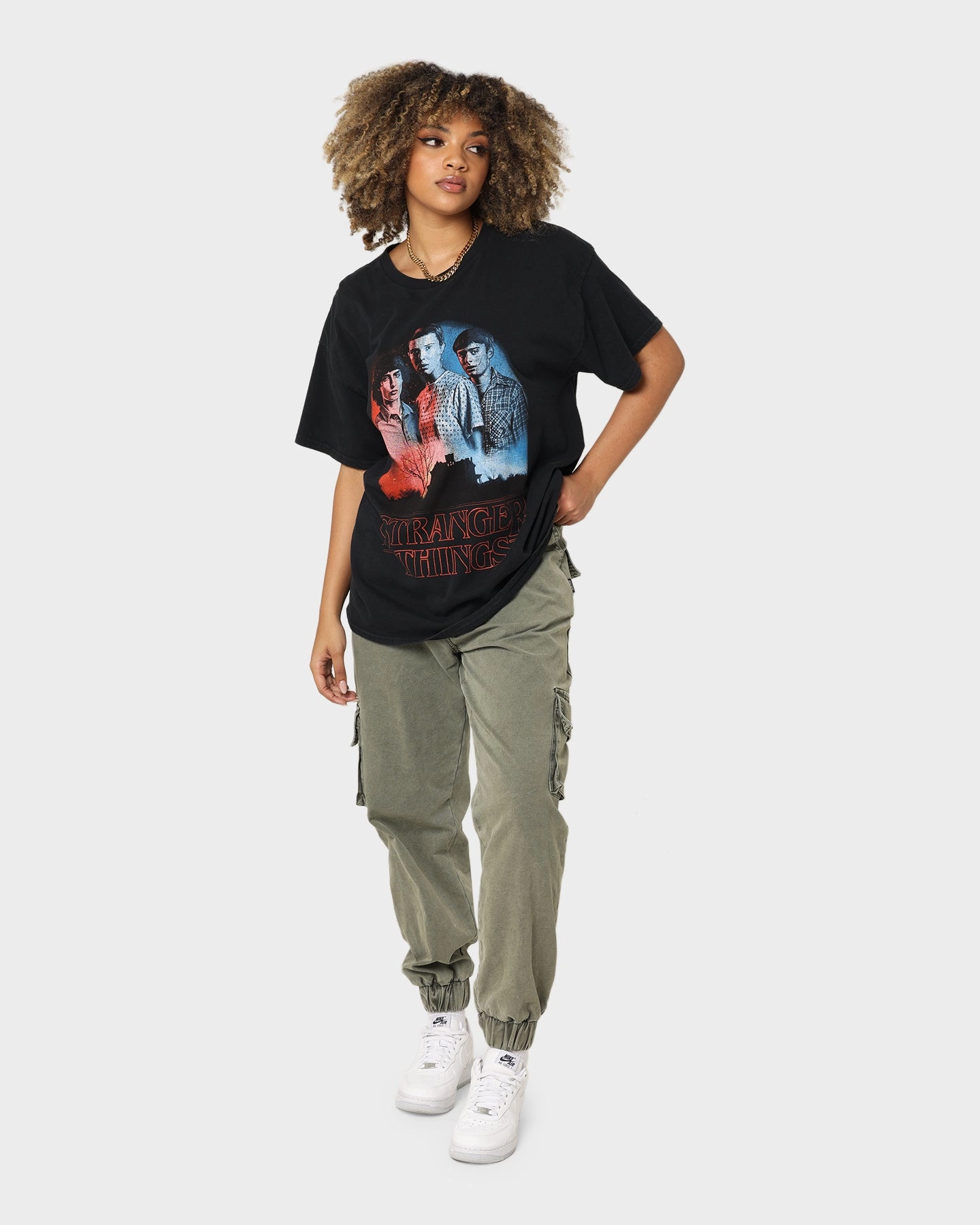 Goat Crew X Stranger Things Beginning Vintage T-Shirt Washed Black BreathableMeshLining