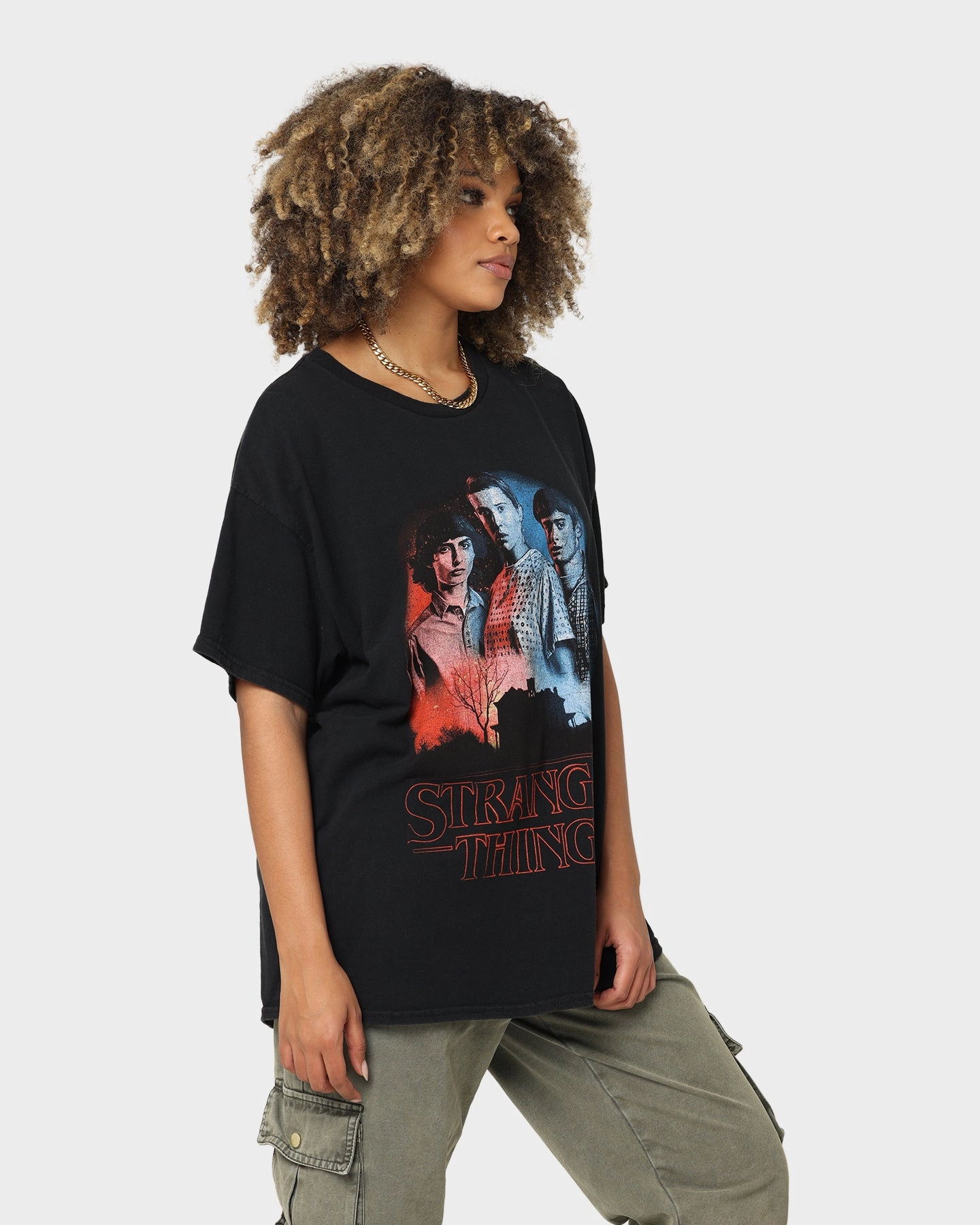 Goat Crew X Stranger Things Beginning Vintage T-Shirt Washed Black Fashion Layer