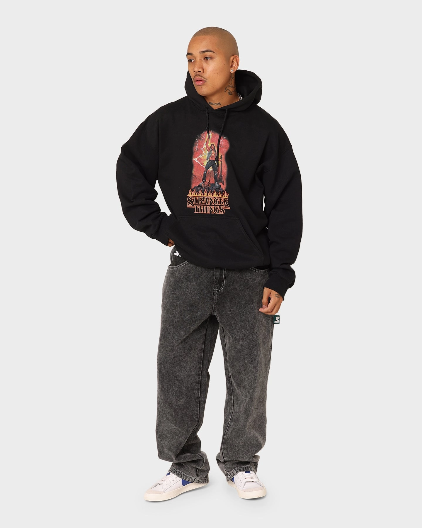 Abrasion Resistant Edges color fast Goat Crew X Stranger Things Metal Hoodie Black