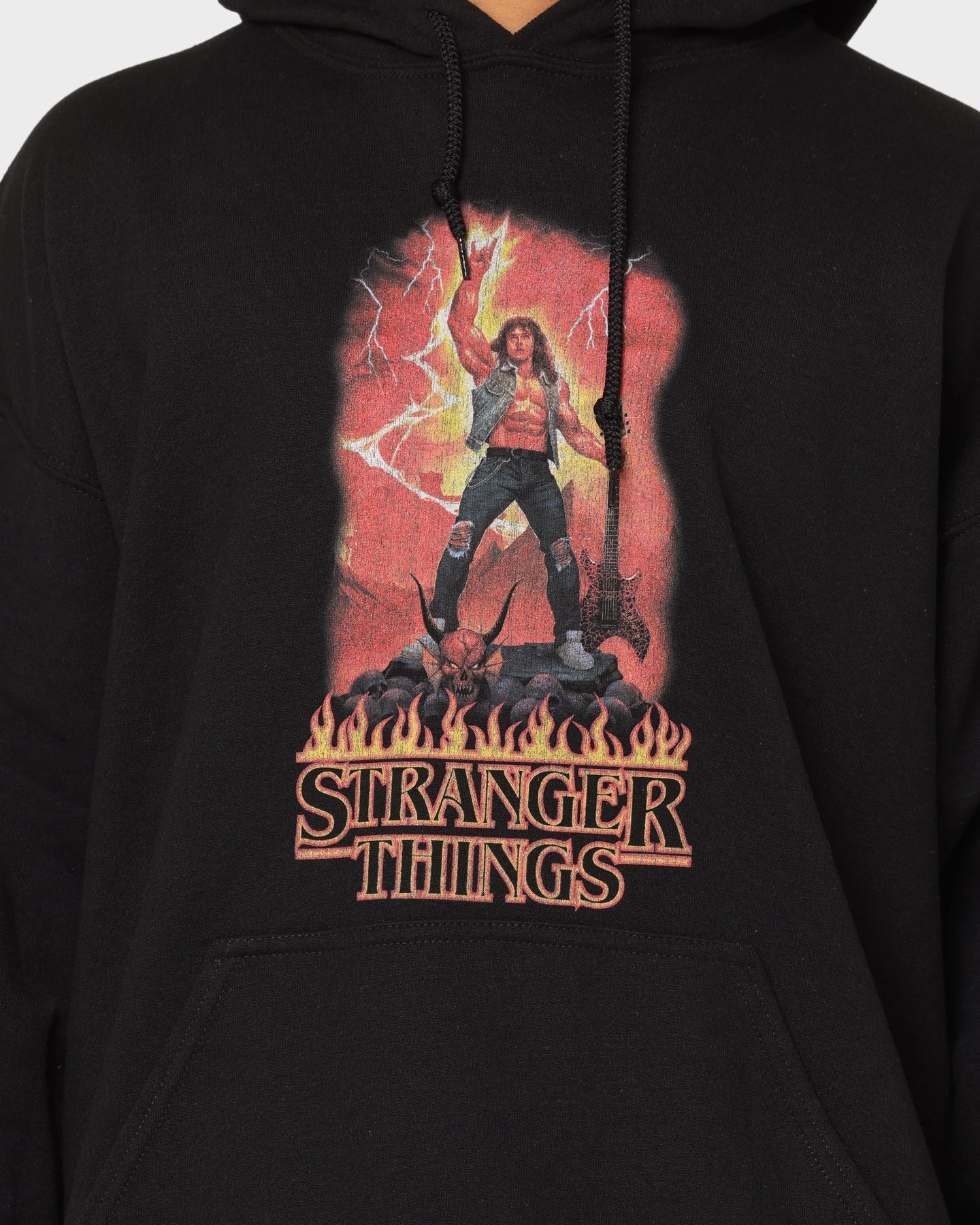 suitable for group activities Goat Crew X Stranger Things Metal Hoodie Black