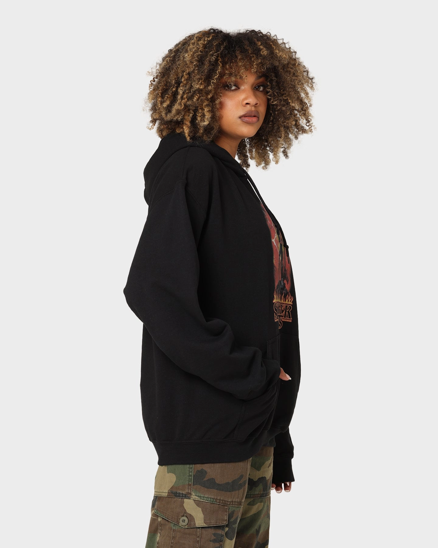 Storm Resistant Closure Low Maintenance Goat Crew X Stranger Things Metal Hoodie Black